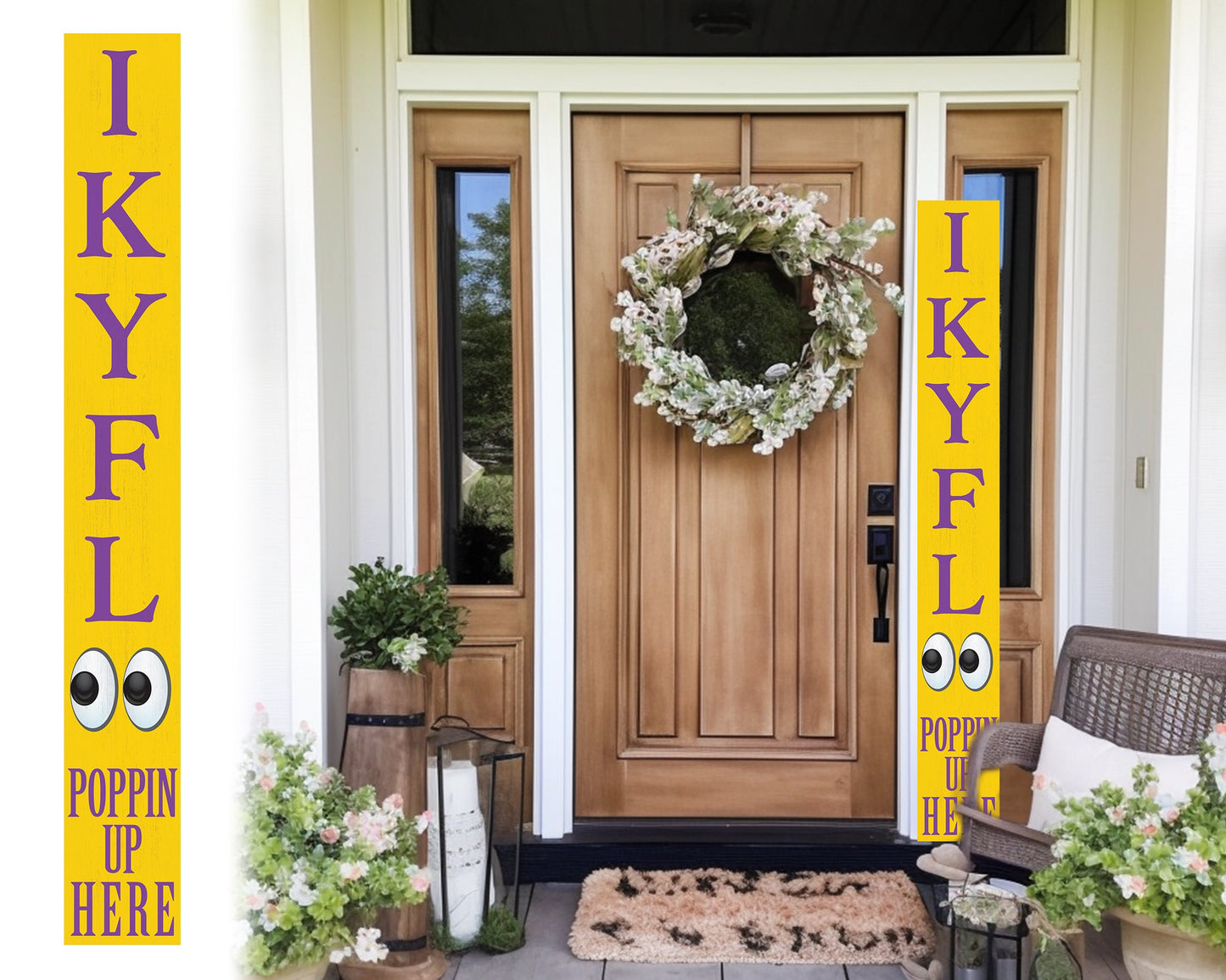 72-Inch Everyday Humor IKYFL Porch Sign | Rustic Farmhouse Outdoor Entryway Display | Front Door Wall Decor | Yellow