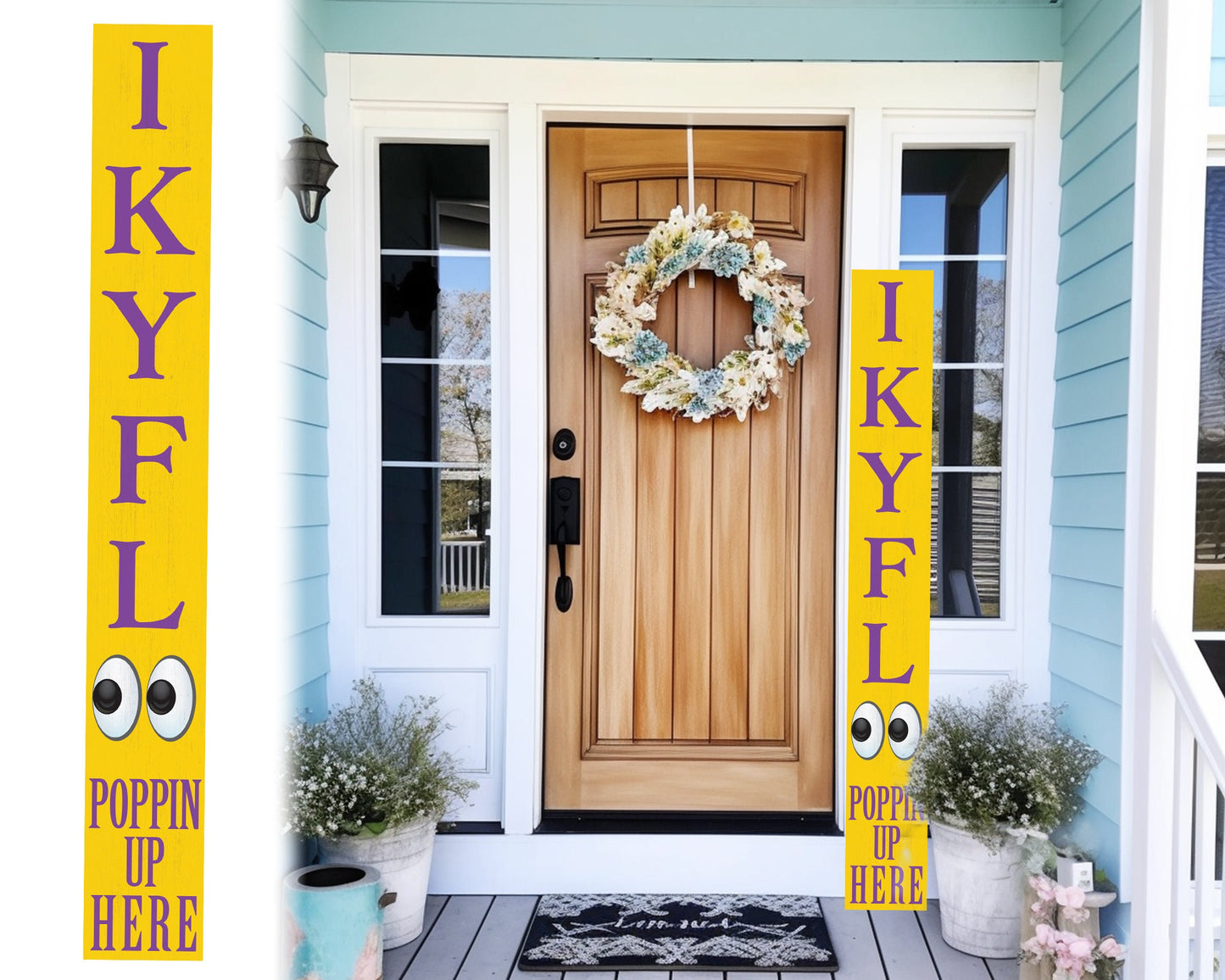 72-Inch Everyday Humor IKYFL Porch Sign | Rustic Farmhouse Outdoor Entryway Display | Front Door Wall Decor | Yellow