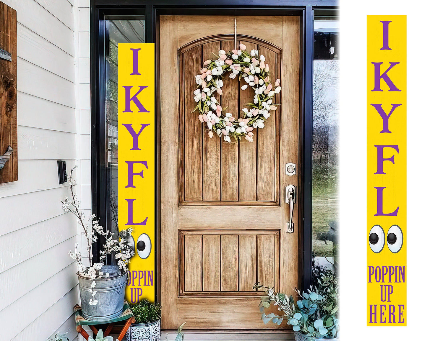 72-Inch Everyday Humor IKYFL Porch Sign | Rustic Farmhouse Outdoor Entryway Display | Front Door Wall Decor | Yellow