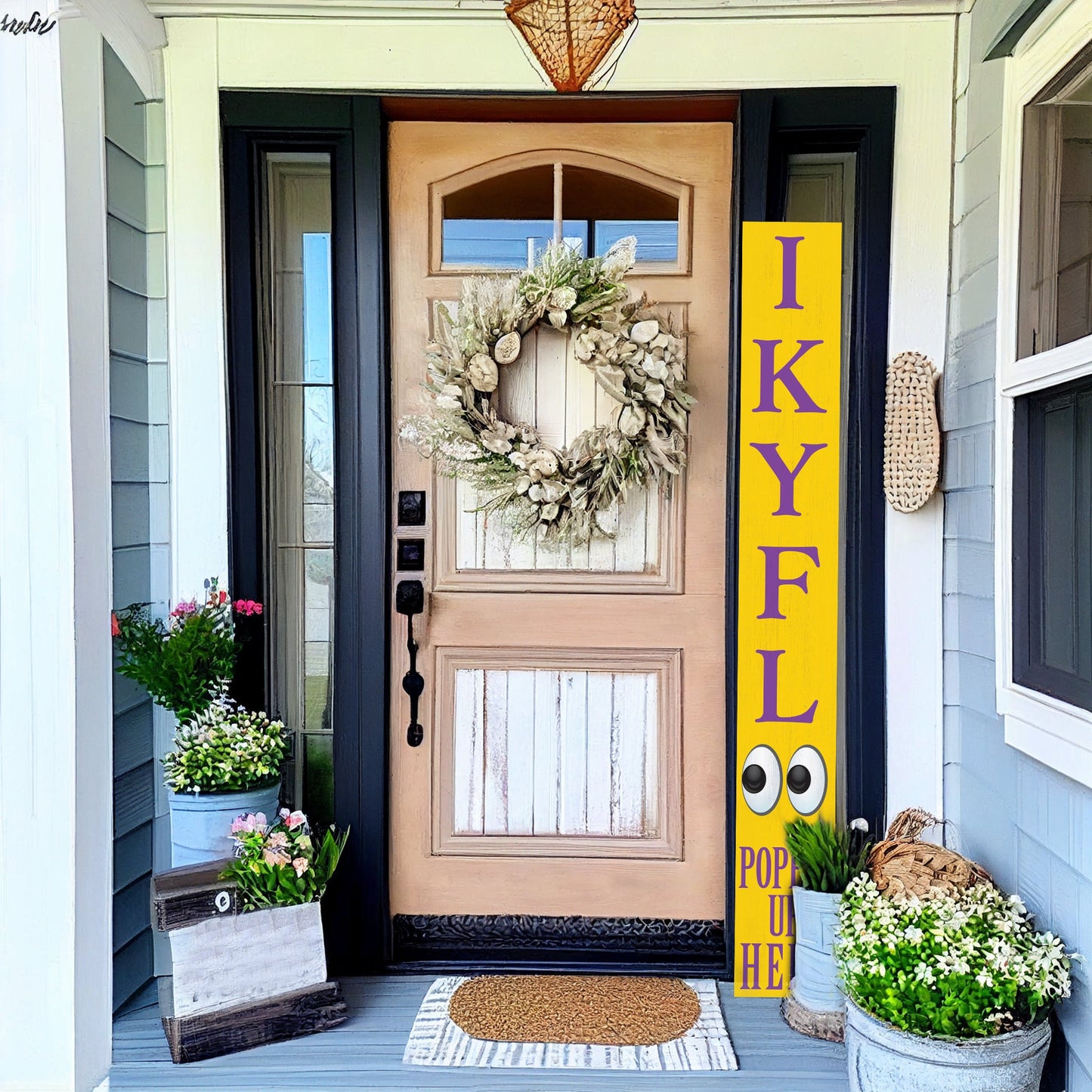 72-Inch Everyday Humor IKYFL Porch Sign | Rustic Farmhouse Outdoor Entryway Display | Front Door Wall Decor | Yellow
