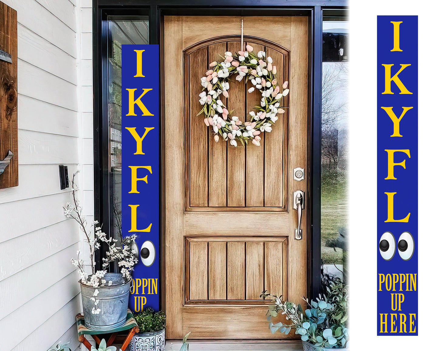 72-Inch Everyday Humor IKYFL Porch Sign | Rustic Farmhouse Outdoor Entryway Display | Front Door Wall Decor | Blue