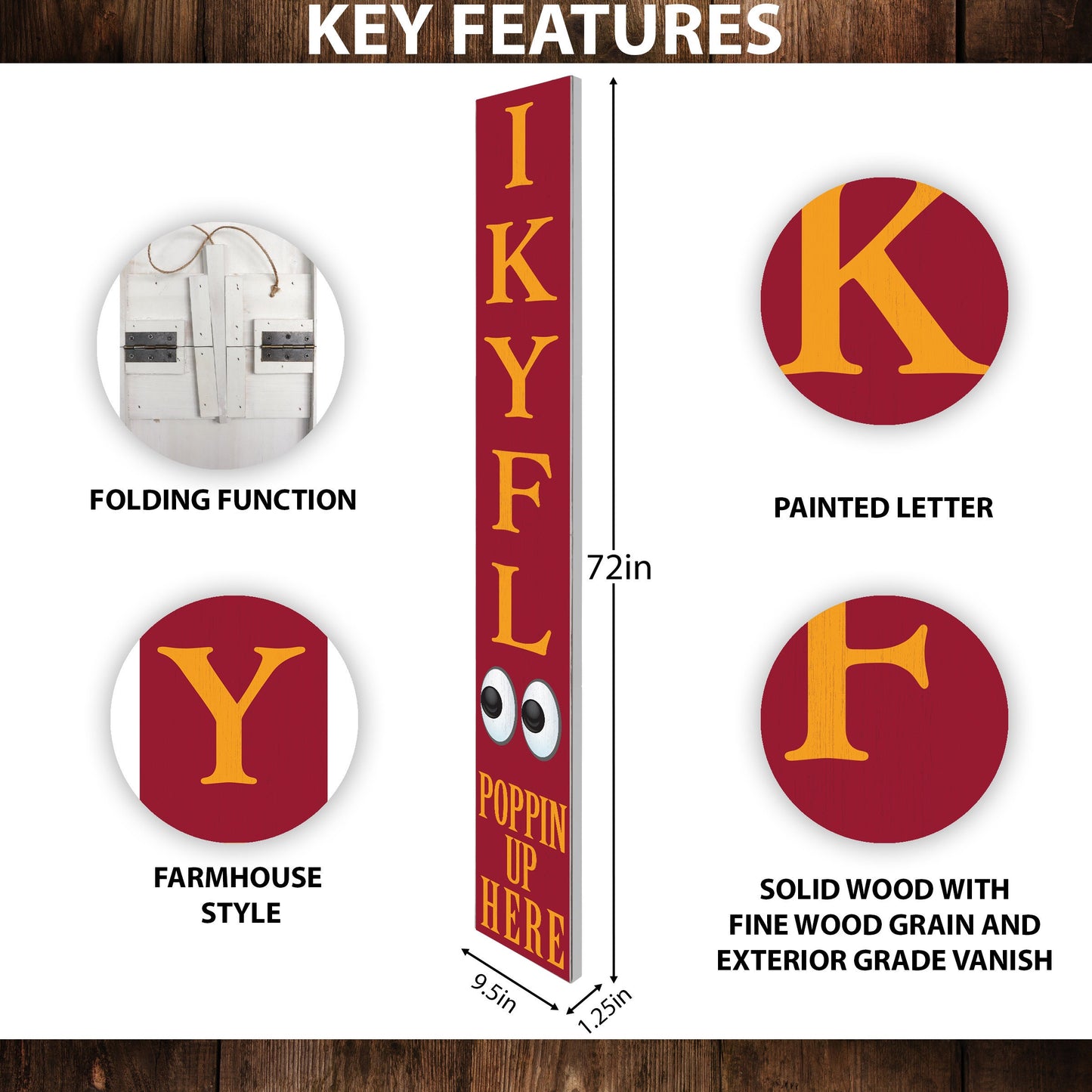 72-Inch Everyday Humor IKYFL Porch Sign | Rustic Farmhouse Outdoor Entryway Display | Front Door Wall Decor | Heat Red