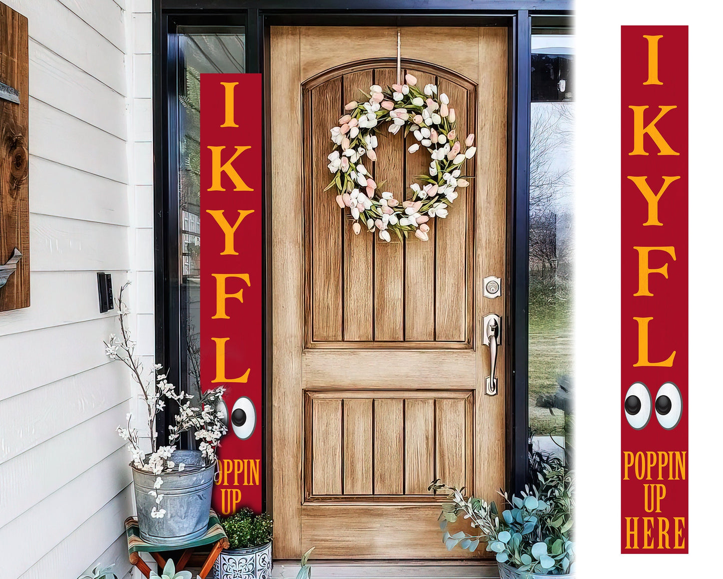 72-Inch Everyday Humor IKYFL Porch Sign | Rustic Farmhouse Outdoor Entryway Display | Front Door Wall Decor | Heat Red