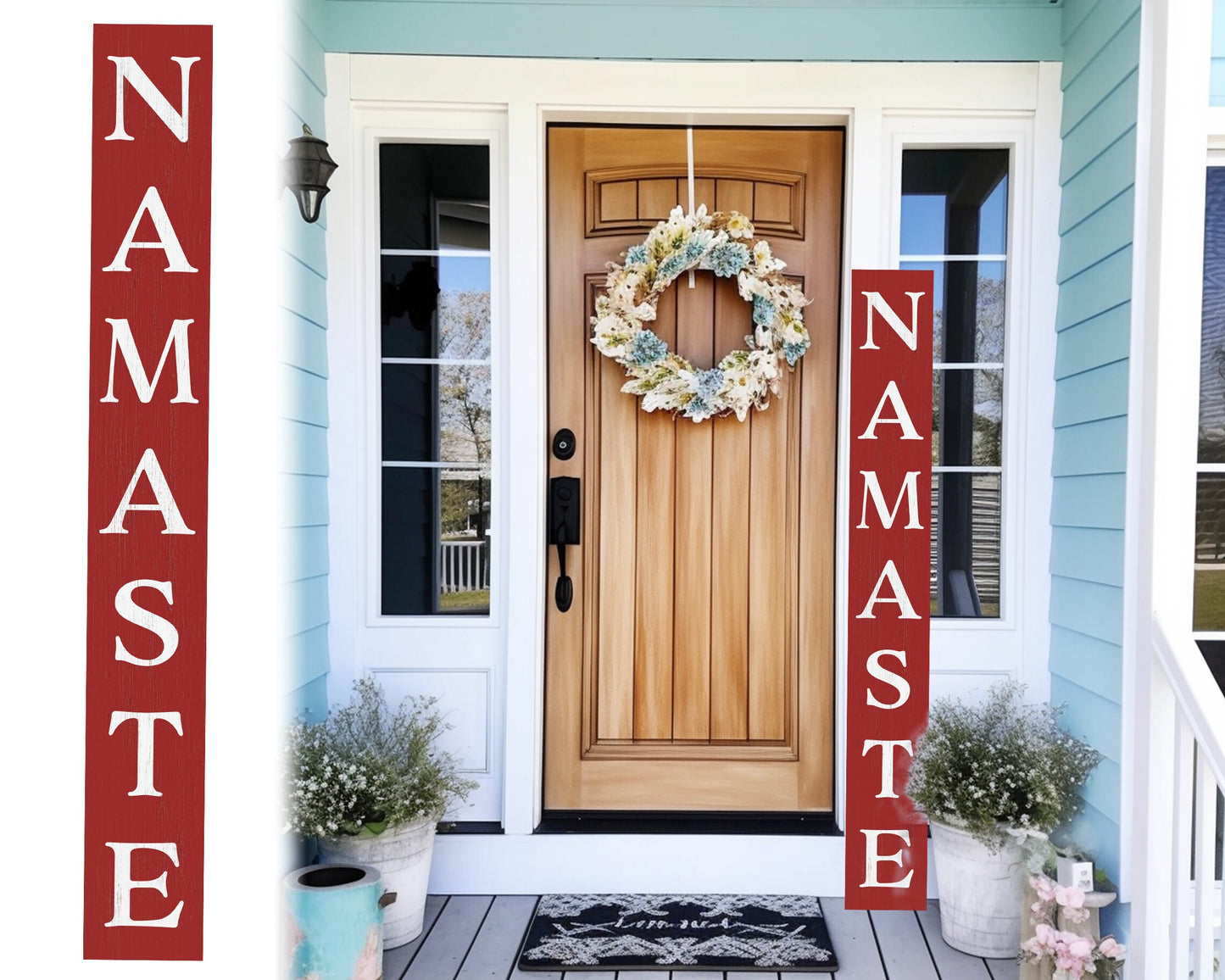 72in Red Outdoor Namaste Sign - UV Protected, Sealed, Foldable, Portable - Perfect for Front Door and Entryway Decor