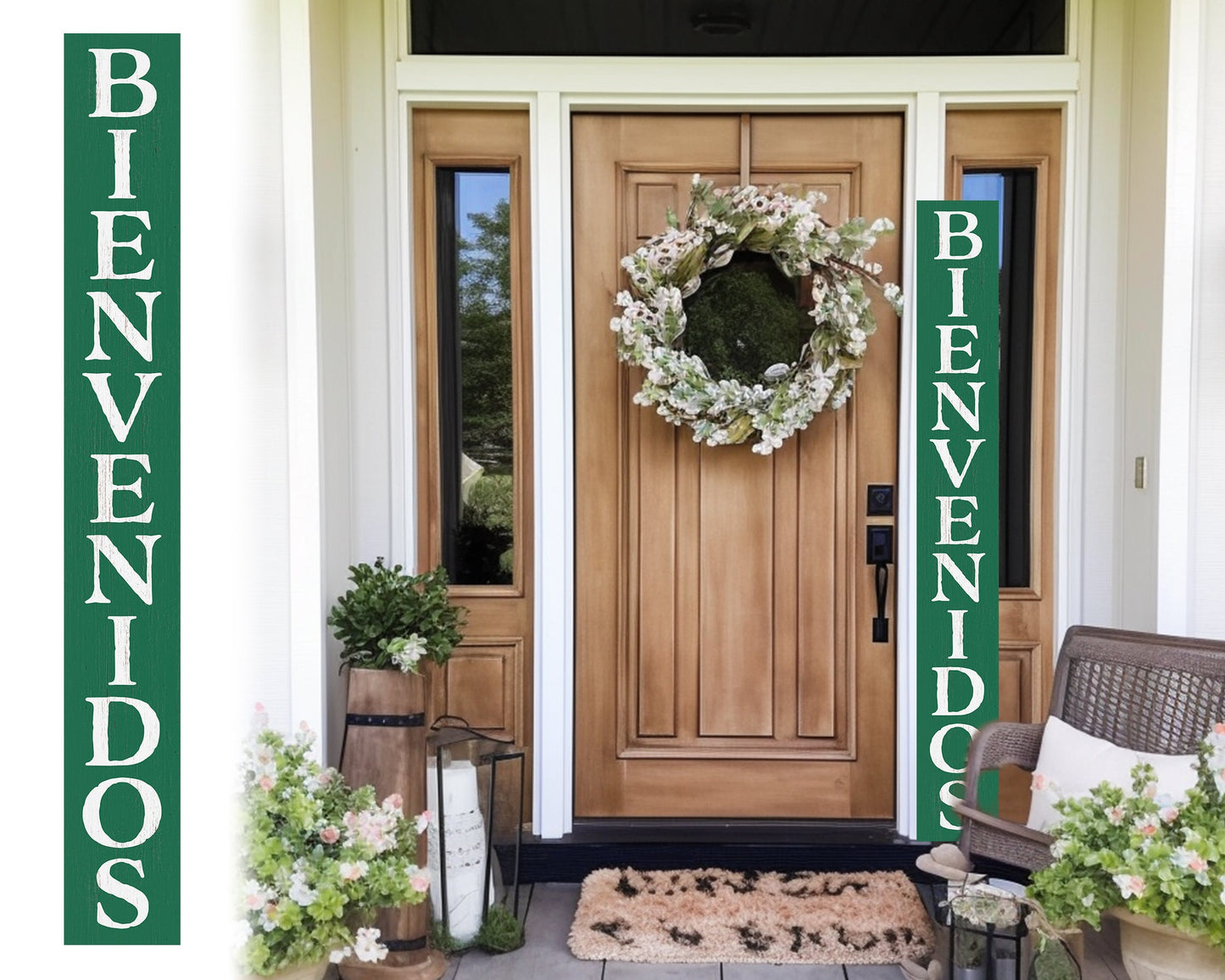 72in Green Bienvenido Porch Sign - UV Protected, Sealed, Foldable, Portable - Perfect for Front Door and Entryway Decor