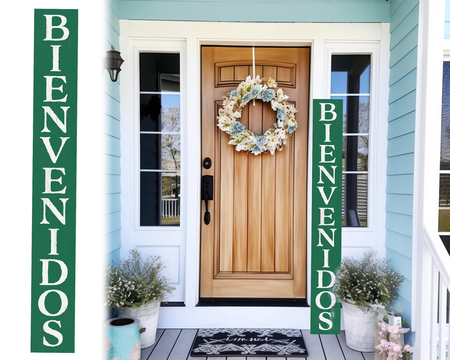 72in Green Bienvenido Porch Sign - UV Protected, Sealed, Foldable, Portable - Perfect for Front Door and Entryway Decor