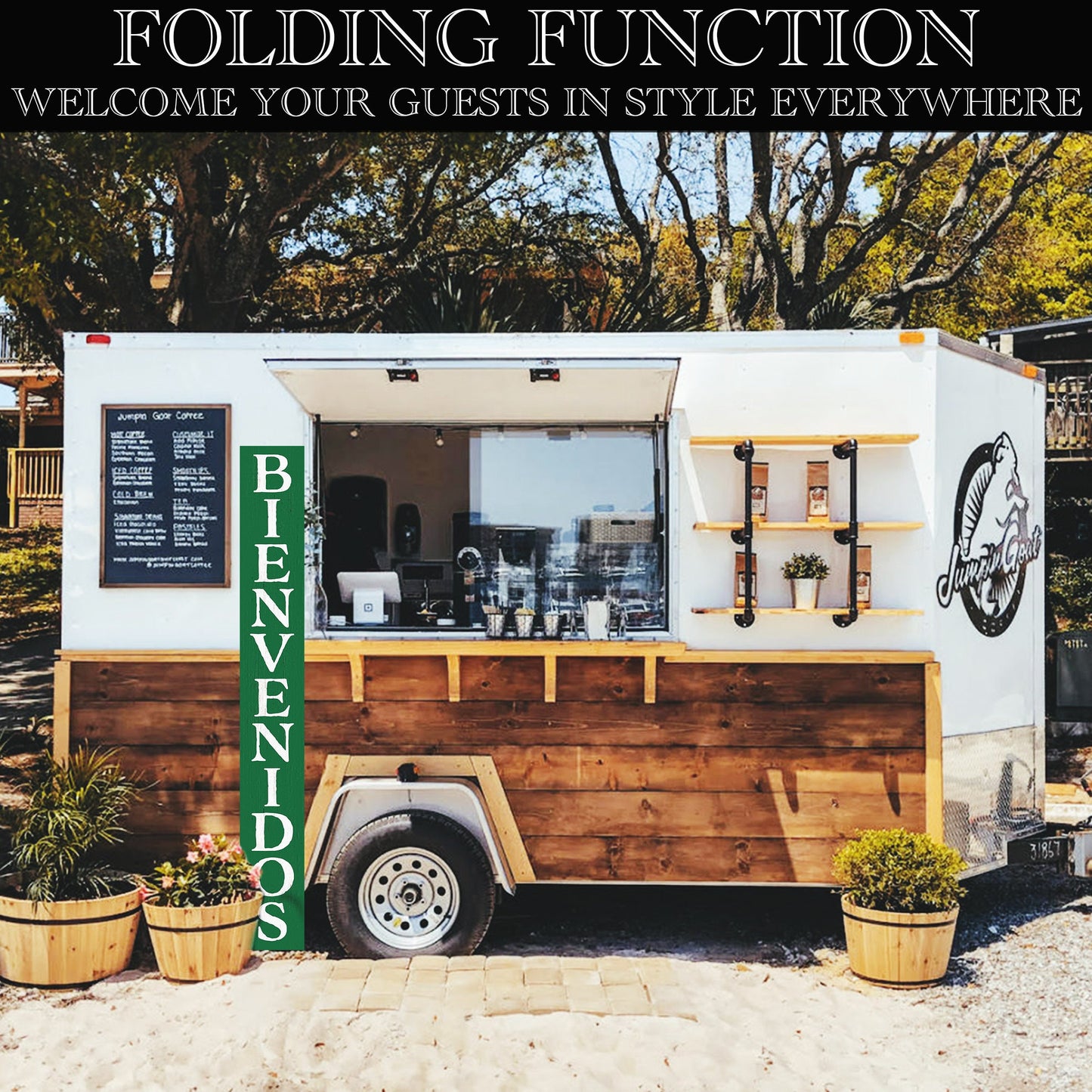 72in Green Bienvenido Porch Sign - UV Protected, Sealed, Foldable, Portable - Perfect for Front Door and Entryway Decor