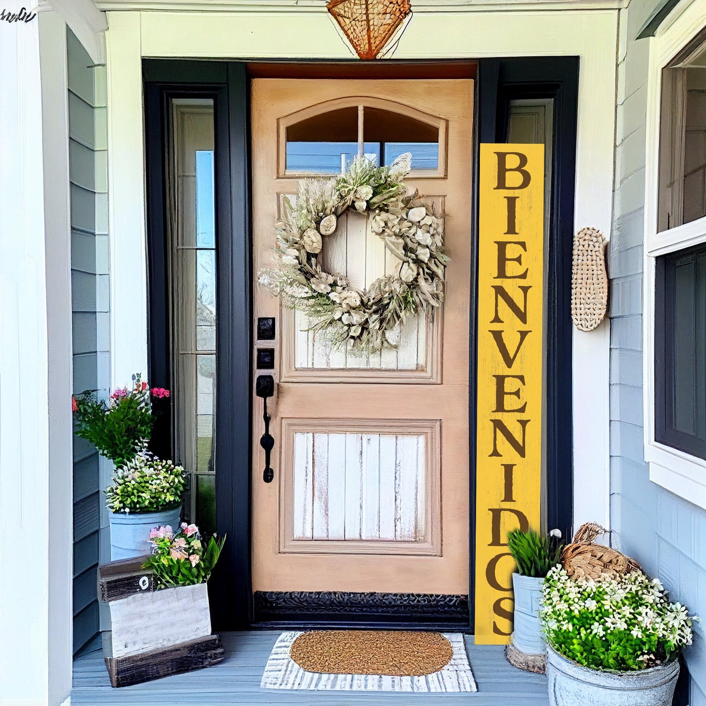 72in Yellow Bienvenido Porch Sign - UV Protected, Sealed, Foldable, Portable - Perfect for Front Door and Entryway Decor