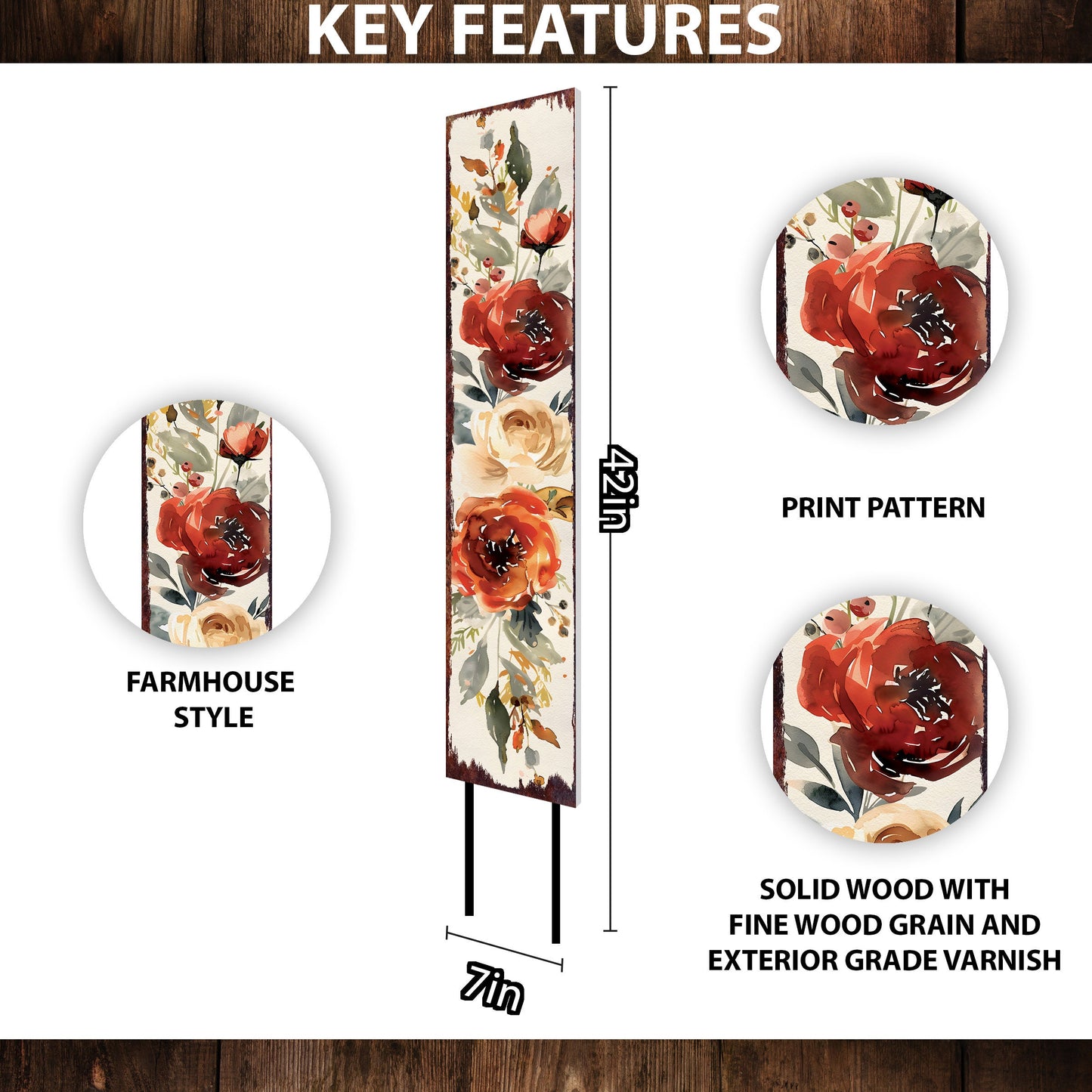 42in Fall Garden Stake - Watercolor Boho Floral Bouquet Decor - Ideal for Outdoor Decor, Yard Art, and Garden Decorations