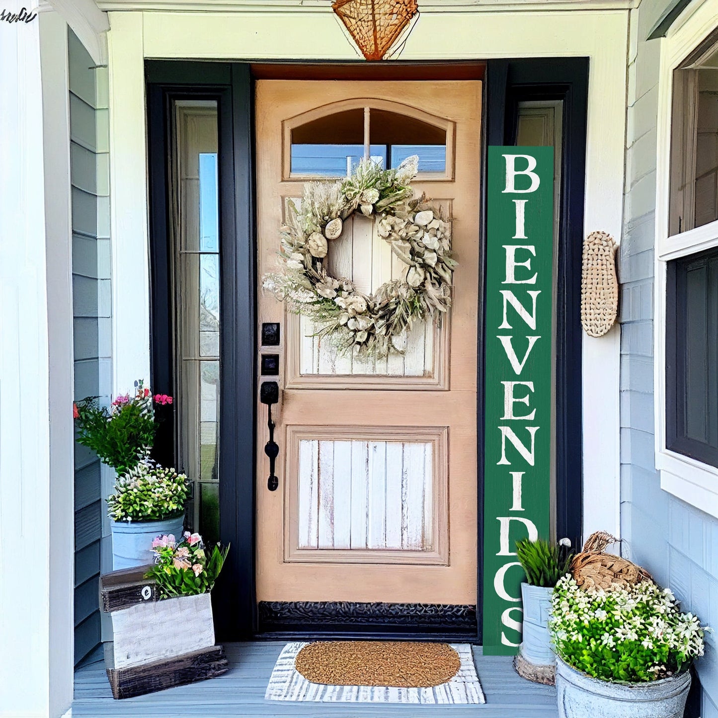 72in Green Bienvenido Porch Sign - UV Protected, Sealed, Foldable, Portable - Perfect for Front Door and Entryway Decor