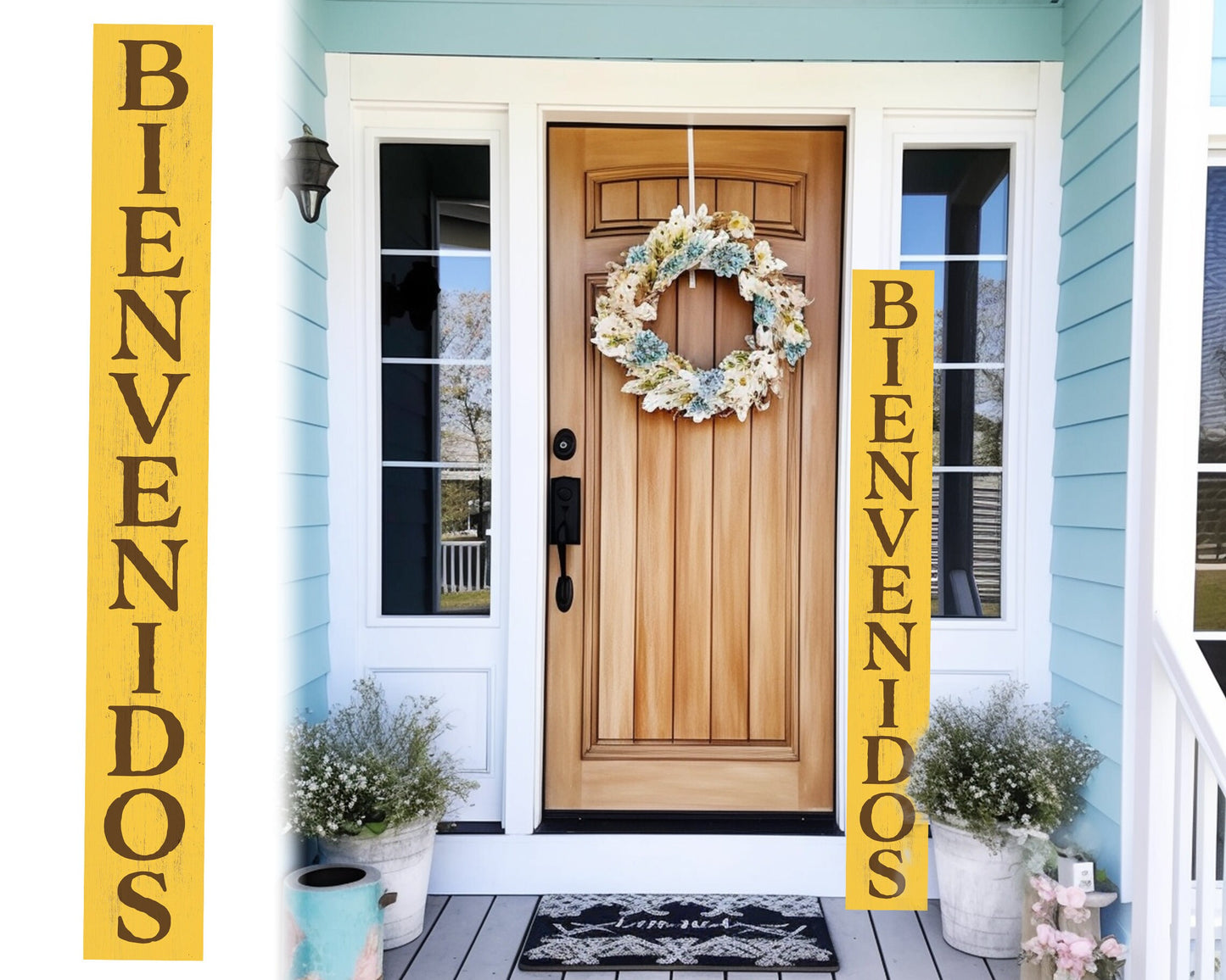 72in Yellow Bienvenido Porch Sign - UV Protected, Sealed, Foldable, Portable - Perfect for Front Door and Entryway Decor