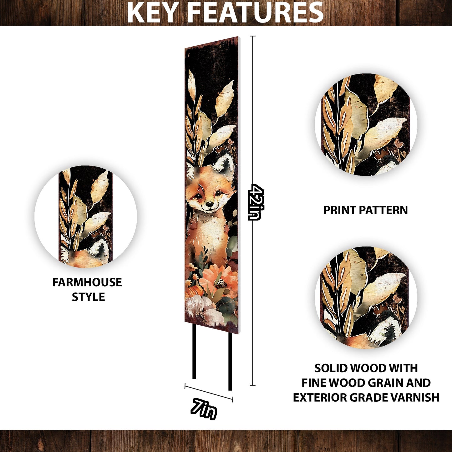 42-inch Fall Garden Stake | Watercolor Foxy | Perfect for Outdoor Decor | Yard Art and Garden Decoration | Autumn Garden Accent