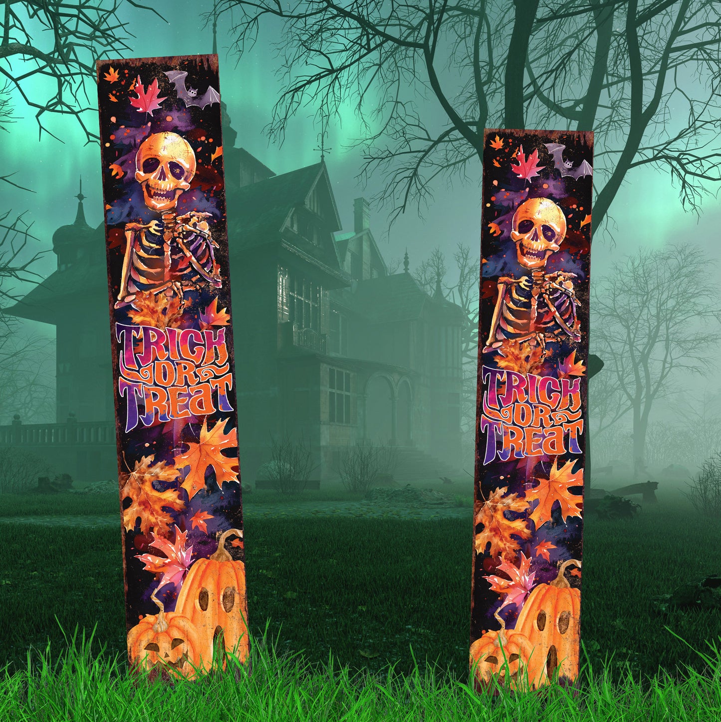 42-inch Trick or Treat Watercolor Skeleton Garden Stake | Halloween Decor - Perfect for Outdoor Decor on Patio and Lawn Decor