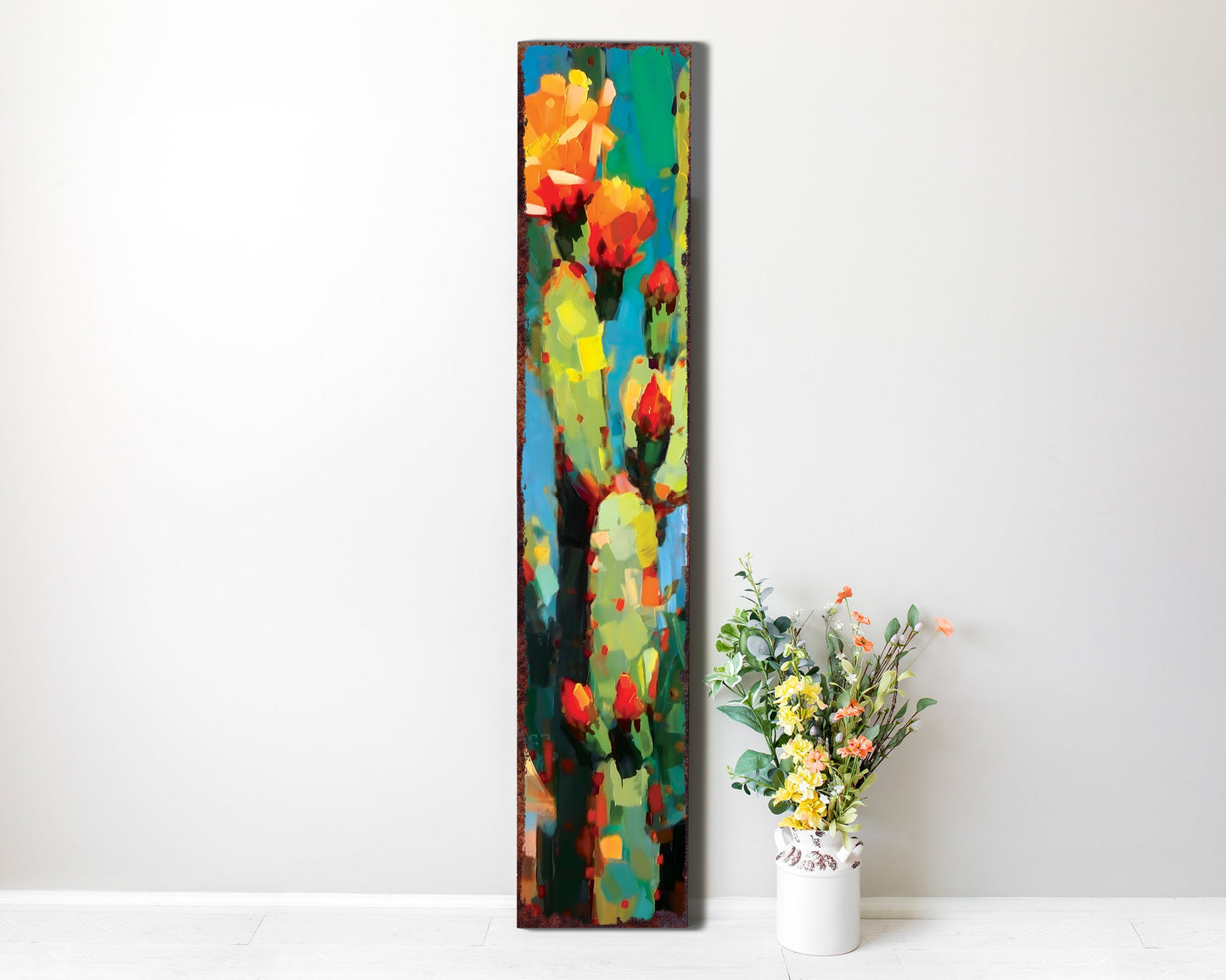 48in Summer Cactus Porch Sign - Rustic Farmhouse Decor - Perfect for Door, Wall, Outdoor Entryway - UV Protected, Sealed, Oil Paint Style