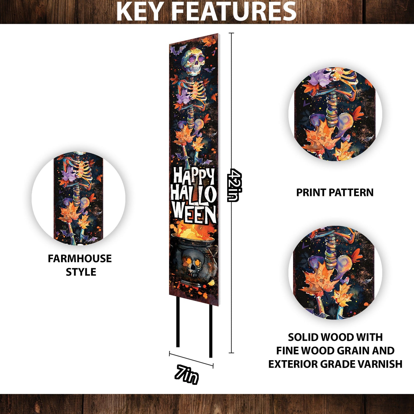 42-inch Happy Halloween Watercolor Garden Stake | Halloween Decor | Perfect for Outdoor Decor on Patio and Lawn Decor