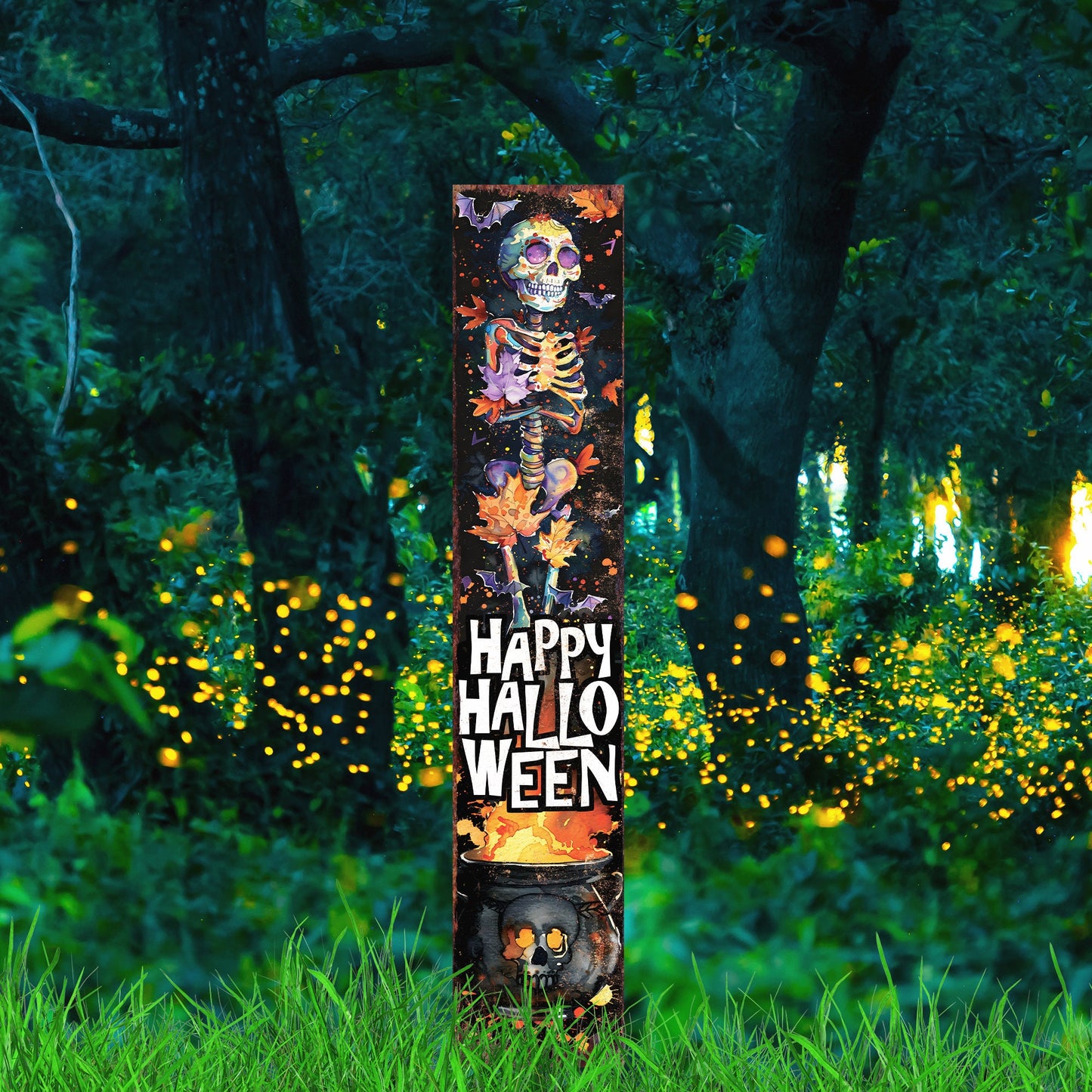 42-inch Happy Halloween Watercolor Garden Stake | Halloween Decor | Perfect for Outdoor Decor on Patio and Lawn Decor