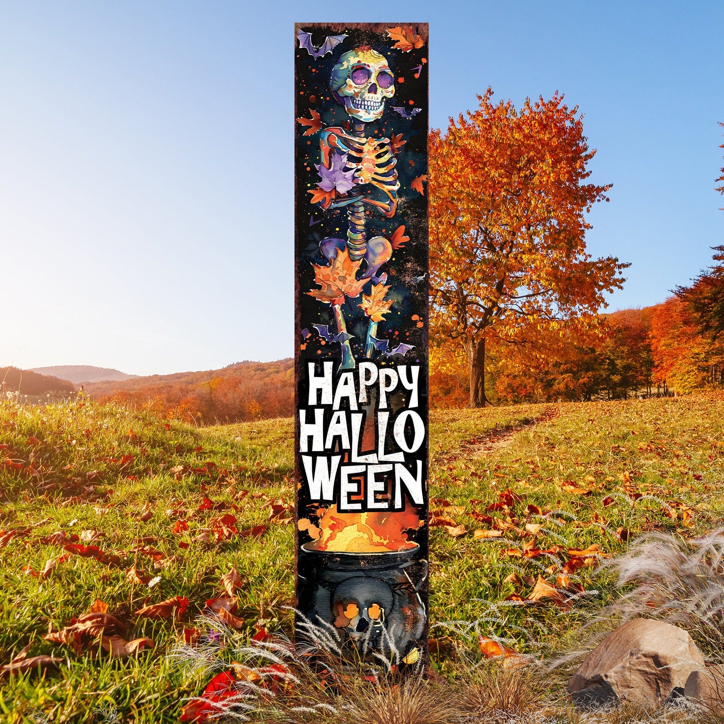 42-inch Happy Halloween Watercolor Garden Stake | Halloween Decor | Perfect for Outdoor Decor on Patio and Lawn Decor