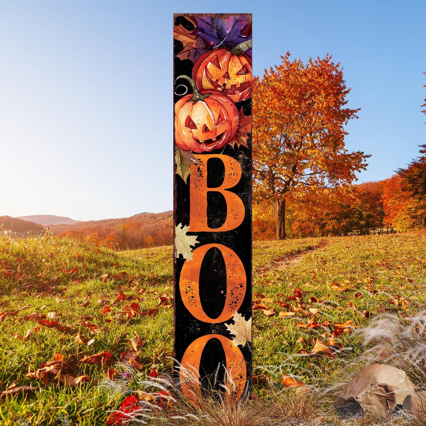 42-inch Halloween Watercolor Jack ___ Lantern Boo Garden Stake | Halloween Decor | Perfect for Outdoor Decor on Patio and Lawn
