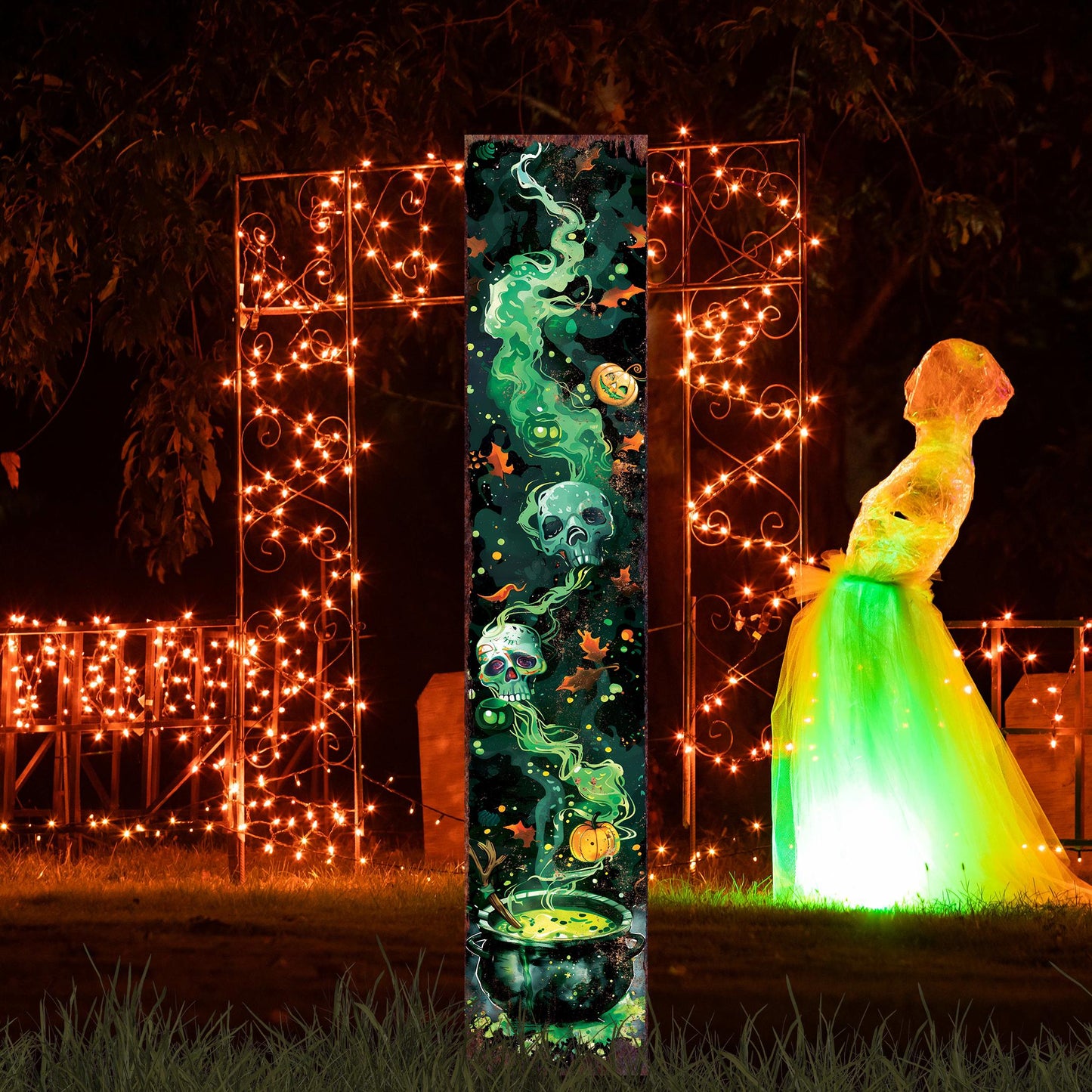 42-inch Halloween Watercolor Poison Cauldron Garden Stake | Wooden Halloween Decor | Perfect for Outdoor Decor on Patio and Lawn |