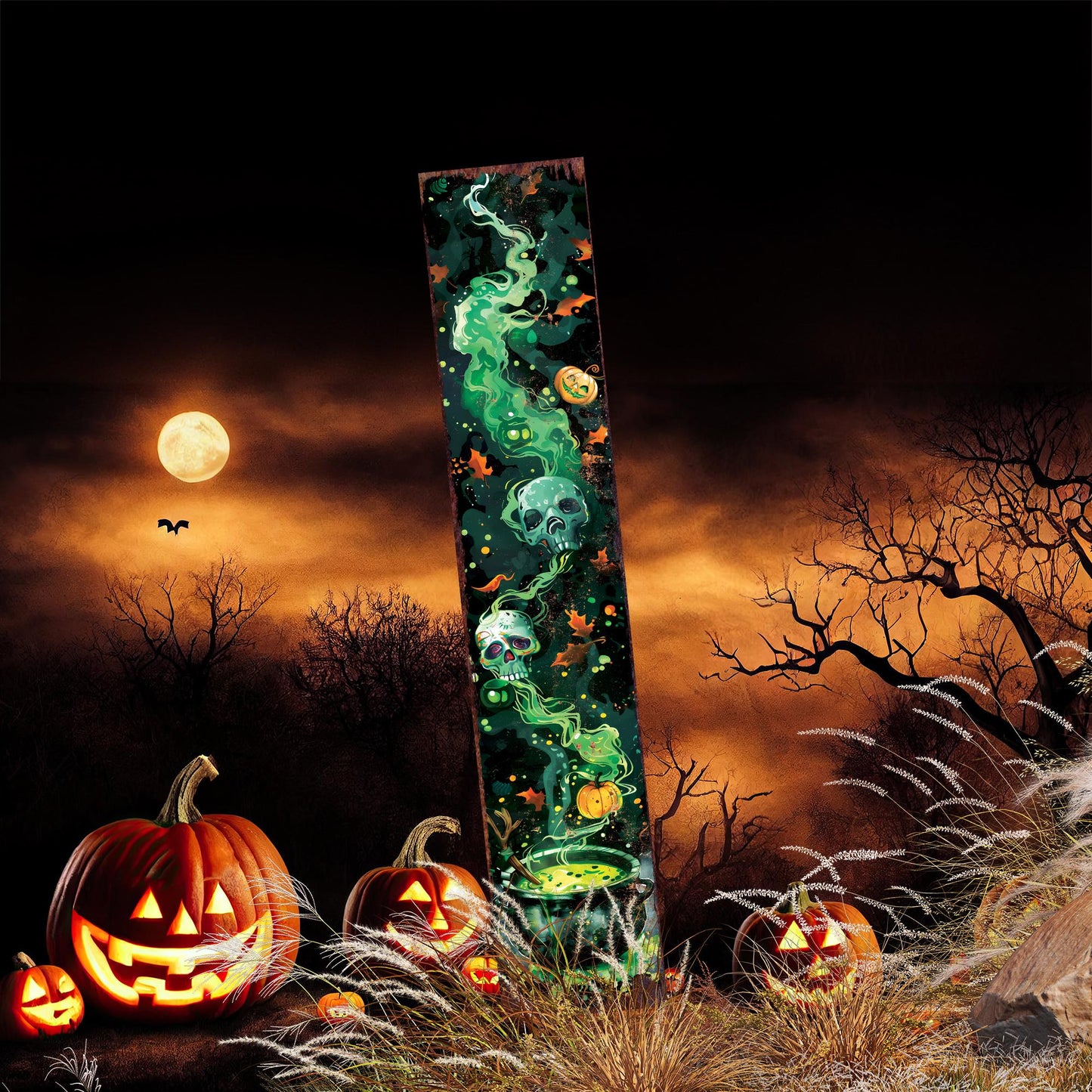 42-inch Halloween Watercolor Poison Cauldron Garden Stake | Wooden Halloween Decor | Perfect for Outdoor Decor on Patio and Lawn |