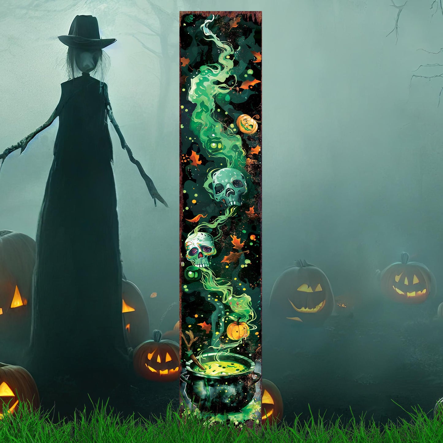 42-inch Halloween Watercolor Poison Cauldron Garden Stake | Wooden Halloween Decor | Perfect for Outdoor Decor on Patio and Lawn |