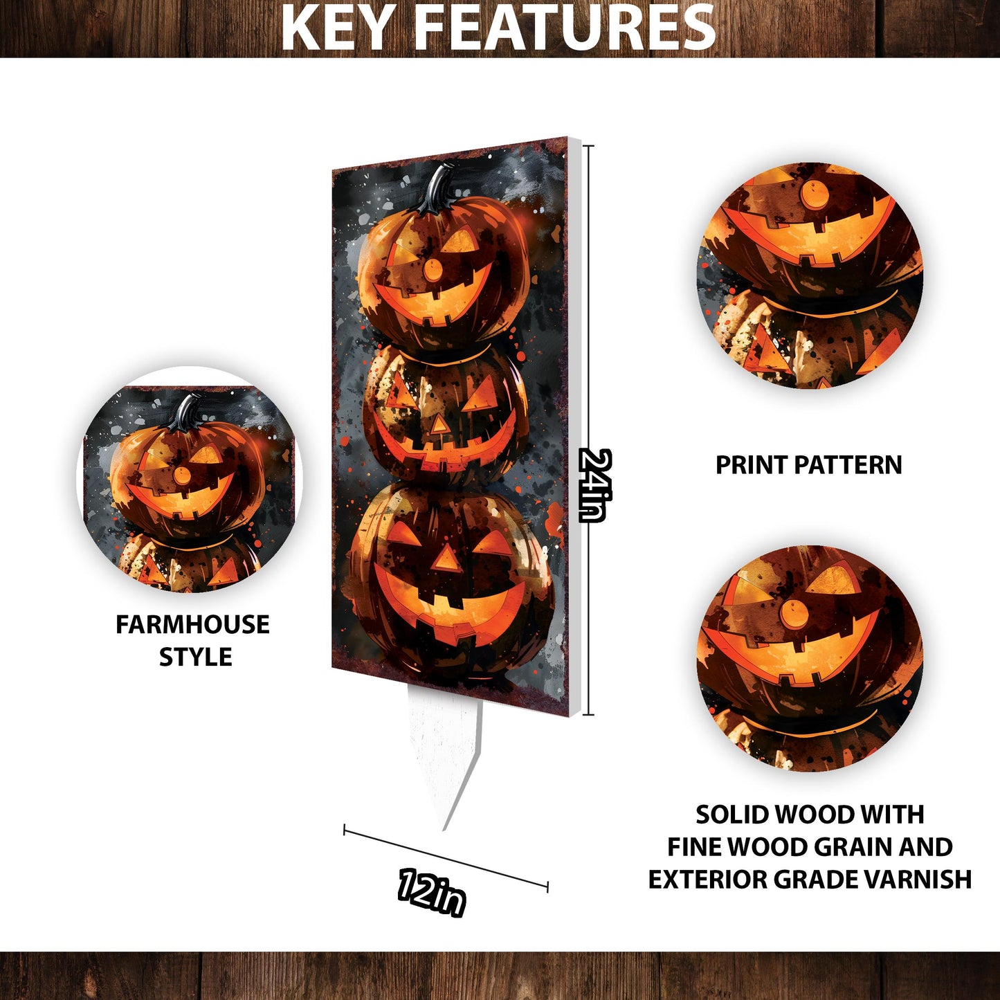 30-inch Halloween Jack O_ Lantern Garden Stake | Wooden Halloween Decor | Halloween Sign | Halloween Yard Decor, Halloween Garden Decor |