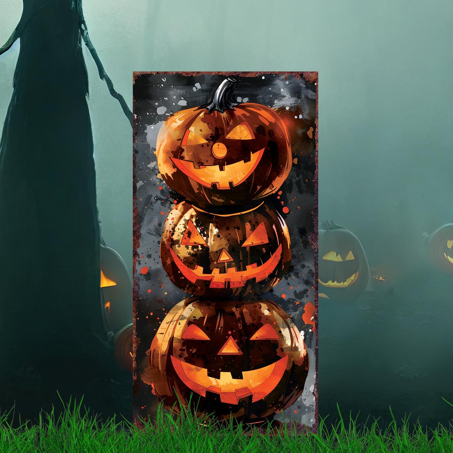 30-inch Halloween Jack O_ Lantern Garden Stake | Wooden Halloween Decor | Halloween Sign | Halloween Yard Decor, Halloween Garden Decor |