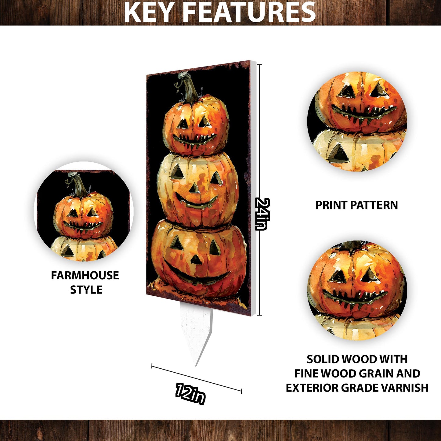 30-inch Halloween Jack O_ Lantern Garden Stake | Wooden Halloween Decor | Halloween Sign | Halloween Yard Decor | Halloween Garden Decor |