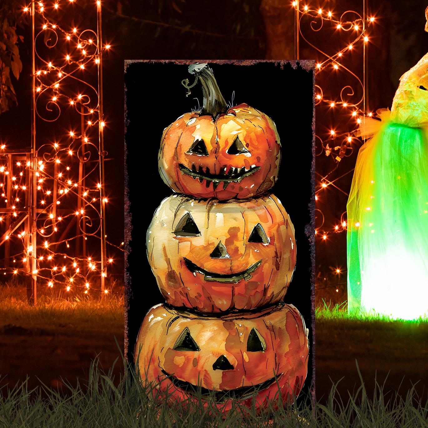 30-inch Halloween Jack O_ Lantern Garden Stake | Wooden Halloween Decor | Halloween Sign | Halloween Yard Decor | Halloween Garden Decor |