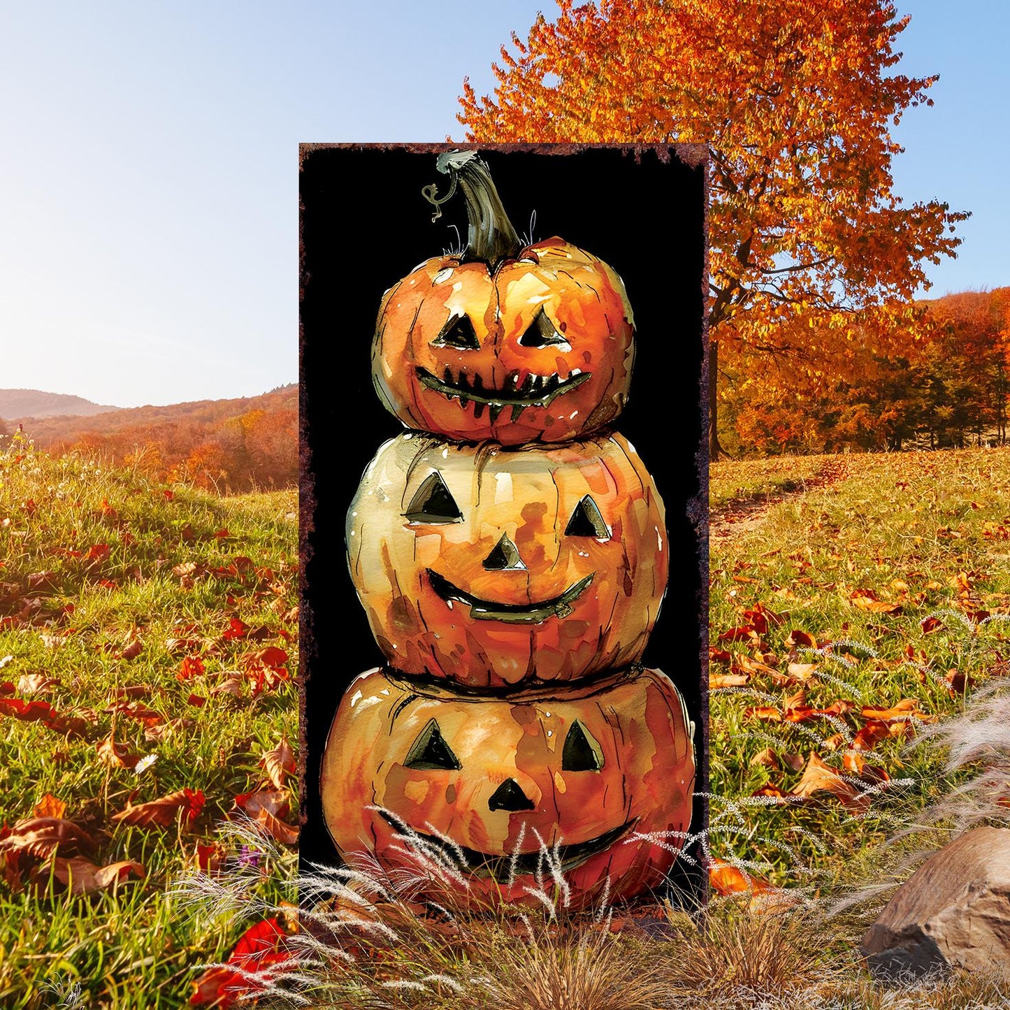 30-inch Halloween Jack O_ Lantern Garden Stake | Wooden Halloween Decor | Halloween Sign | Halloween Yard Decor | Halloween Garden Decor |