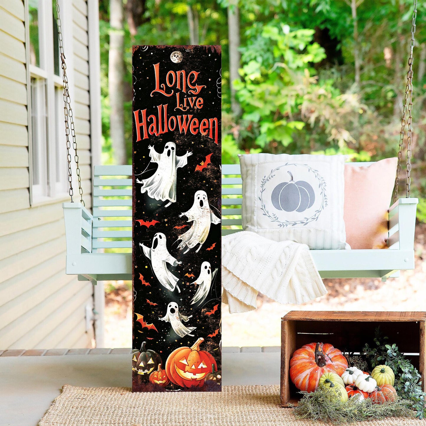 36in Long Live Halloween Porch Sign - Front Porch Halloween Welcome Sign, Vintage Halloween Wooden Decoration, Halloween Decoration