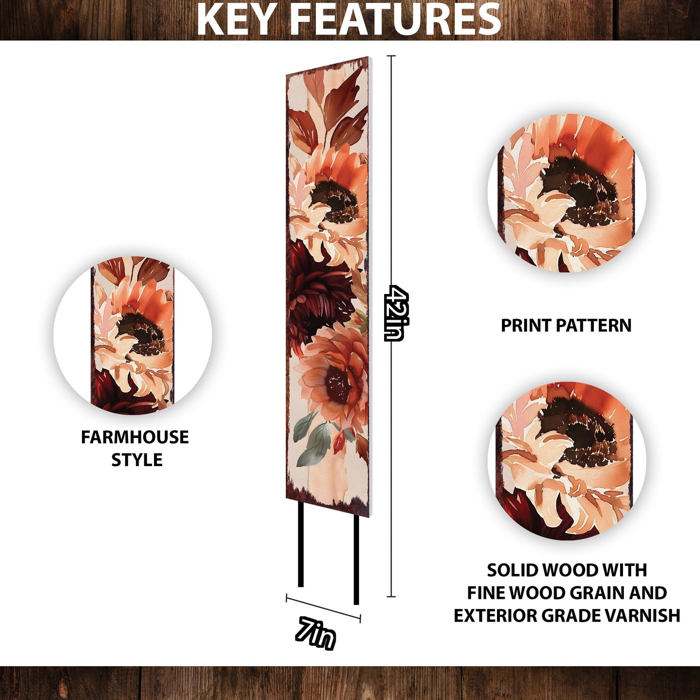42in Fall Garden Stake | Watercolor Boho Floral Bouquet Decor | Ideal for Outdoor Decor, Yard Art, and Garden Decorations