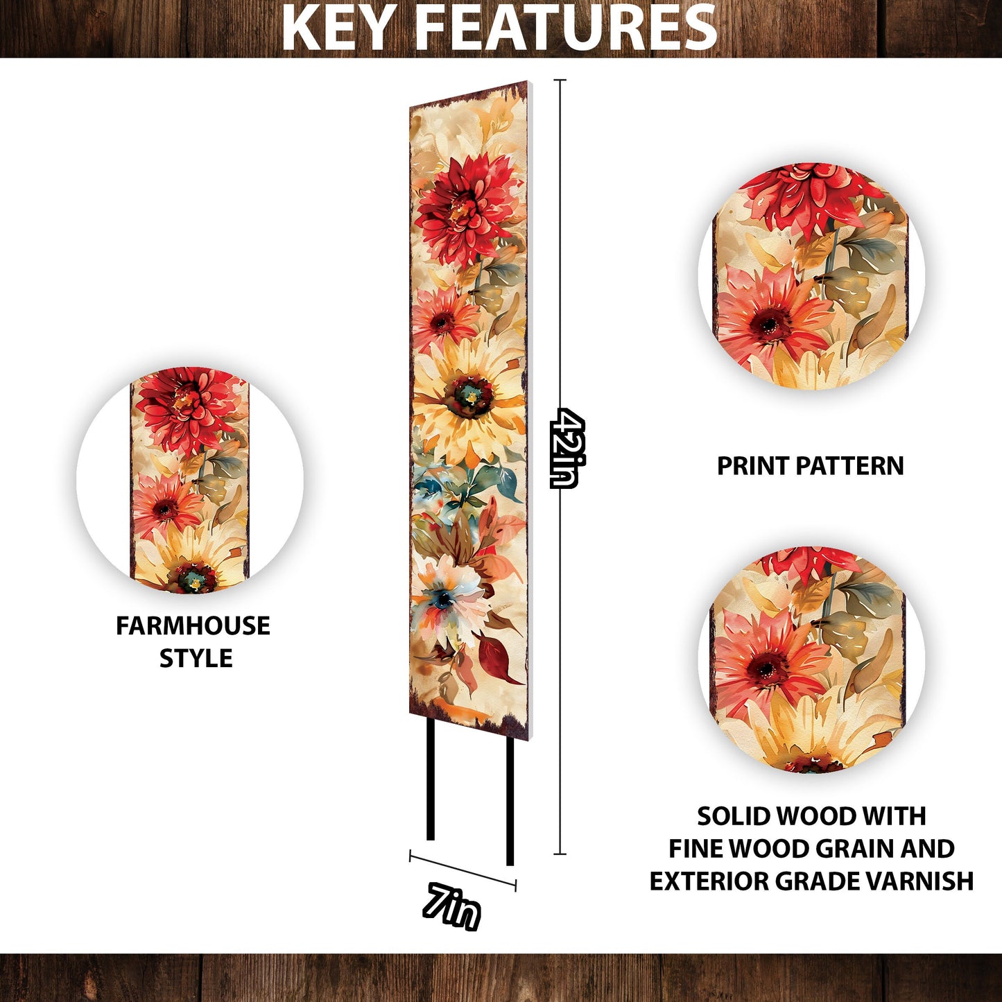 42in Fall Garden Stake - Watercolor Boho Floral Bouquet Decor | Ideal for Outdoor Decor, Yard Art, and Garden Decorations