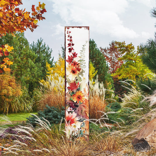 Fall Garden Stake - Watercolor Fall Wildflower Decor - Ideal for Outdoor Decor, Yard Art, and Garden Decorations