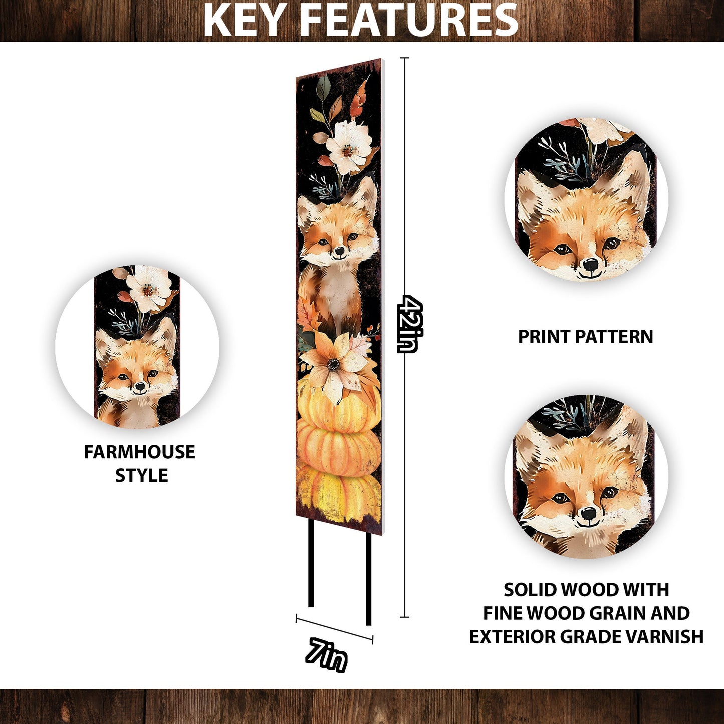 42-inch Fall Garden Stake - Watercolor Foxy - Perfect for Outdoor Decor - Yard Art and Garden Decoration | Autumn Garden Accent