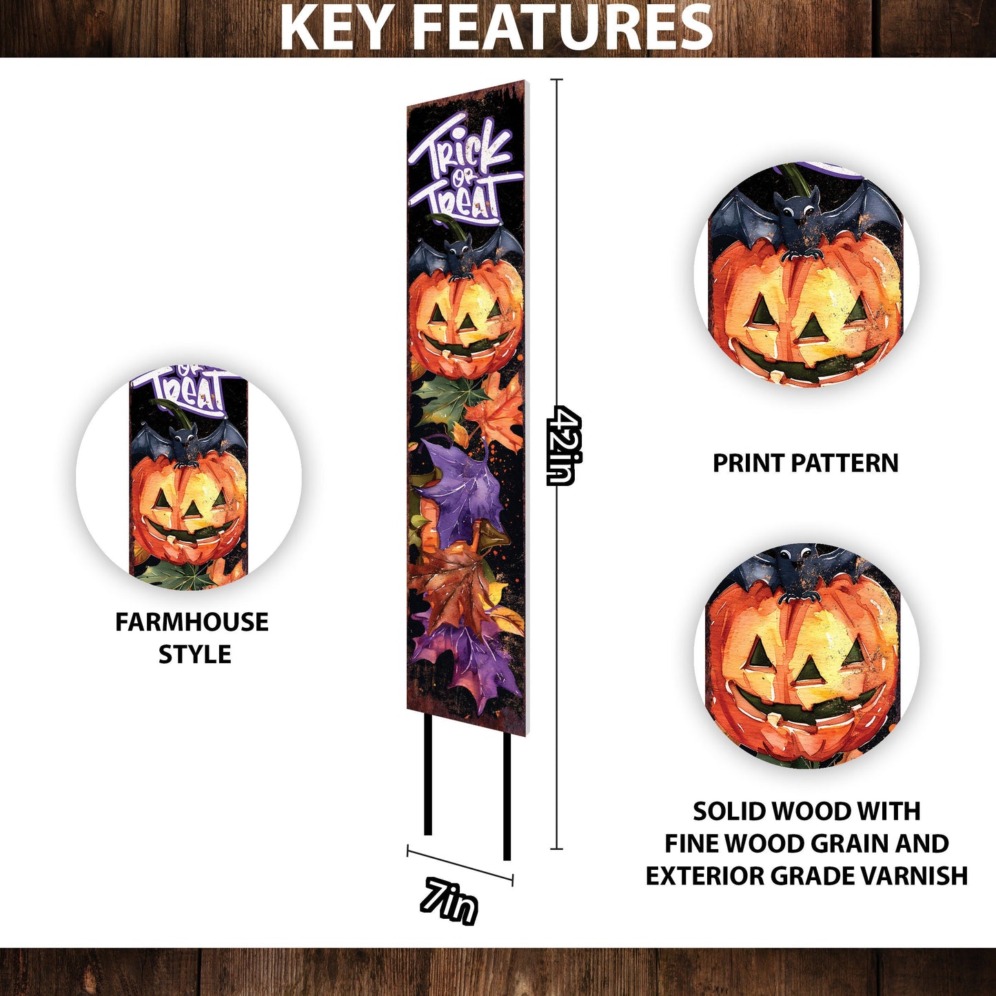 42-inch Trick or Treat Watercolor Pumpkin Garden Stake | Halloween Decor | Perfect for Outdoor Decor on Patio and Lawn Decor