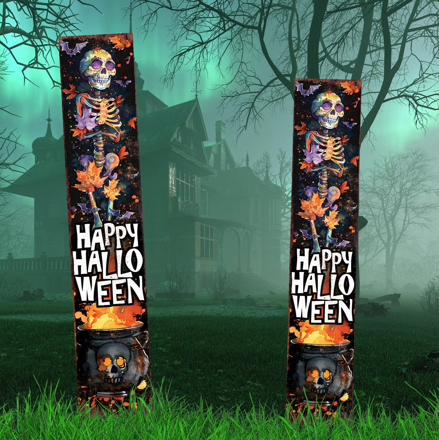 42-inch Happy Halloween Watercolor Garden Stake | Halloween Decor | Perfect for Outdoor Decor on Patio and Lawn Decor