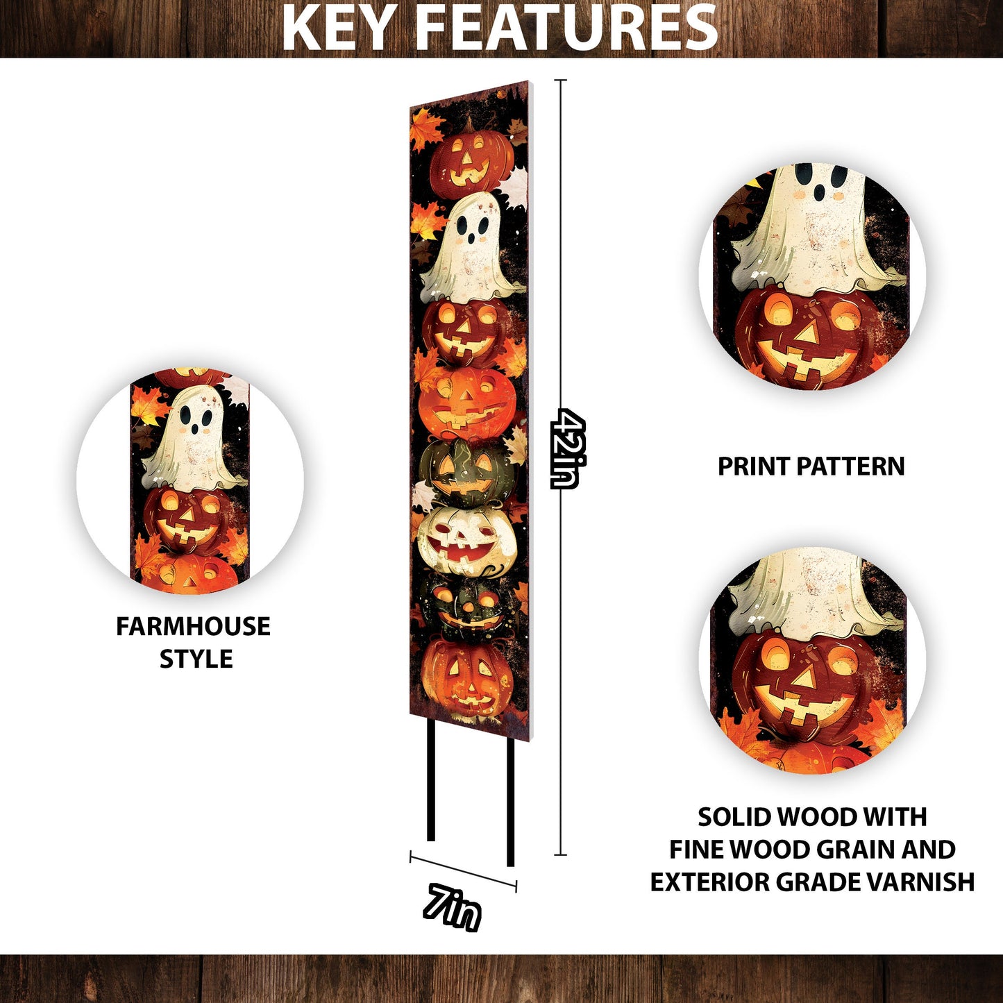 42-inch Halloween Watercolor Garden Stake | Halloween Decor | Perfect for Outdoor Decor on Patio and Lawn Decor