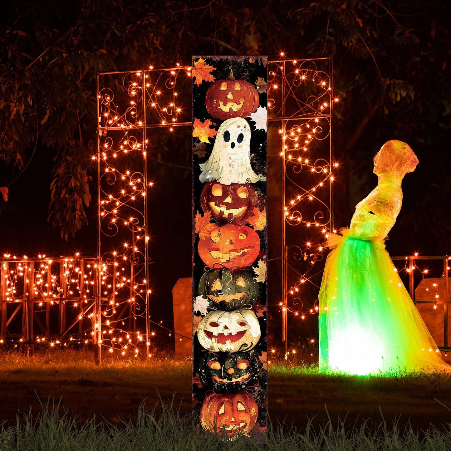 42-inch Halloween Watercolor Garden Stake | Halloween Decor | Perfect for Outdoor Decor on Patio and Lawn Decor