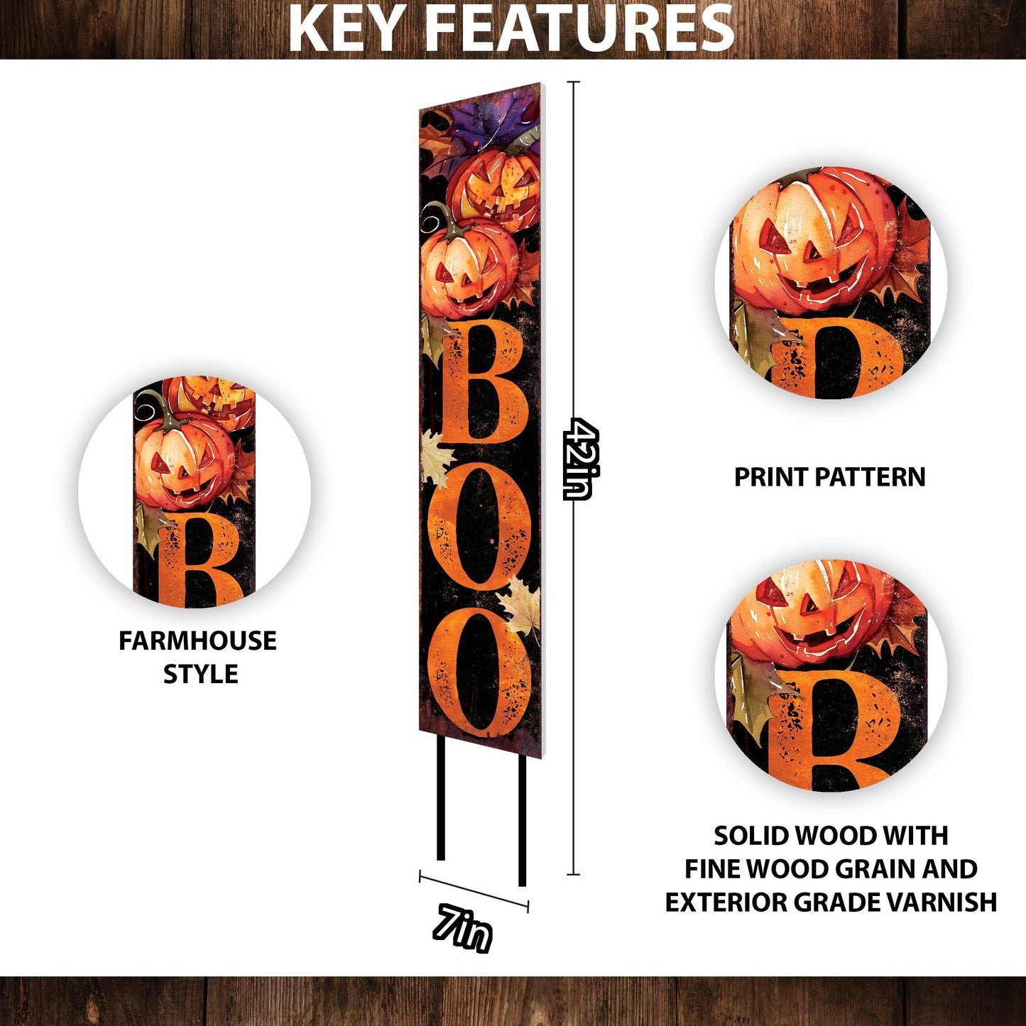 42-inch Halloween Watercolor Jack ___ Lantern Boo Garden Stake | Halloween Decor | Perfect for Outdoor Decor on Patio and Lawn