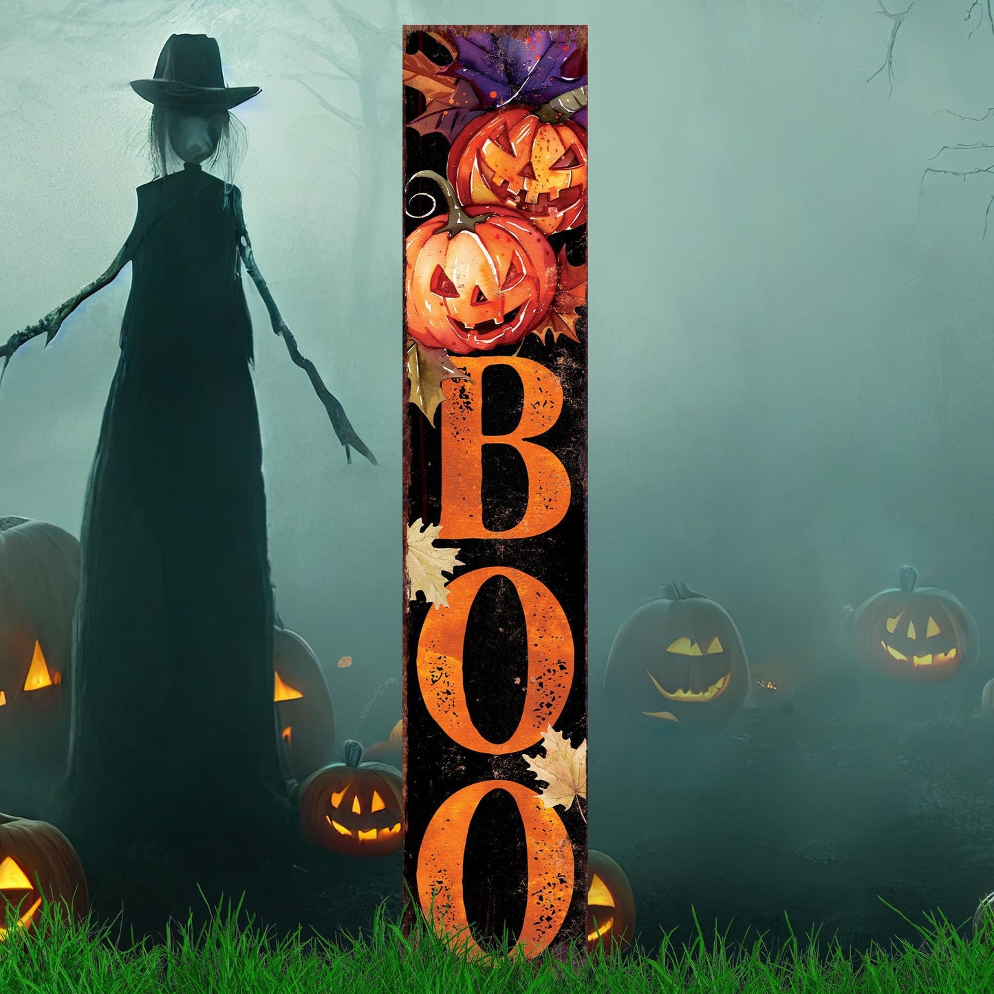 42-inch Halloween Watercolor Jack ___ Lantern Boo Garden Stake | Halloween Decor | Perfect for Outdoor Decor on Patio and Lawn