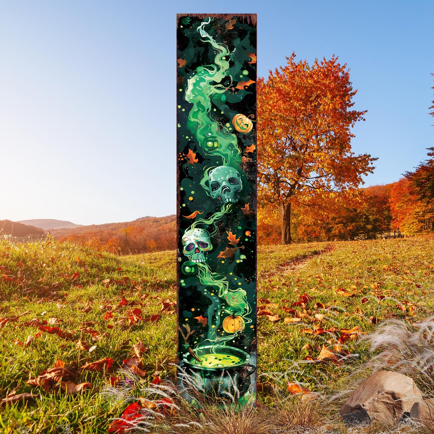 42-inch Halloween Watercolor Poison Cauldron Garden Stake | Wooden Halloween Decor | Perfect for Outdoor Decor on Patio and Lawn |