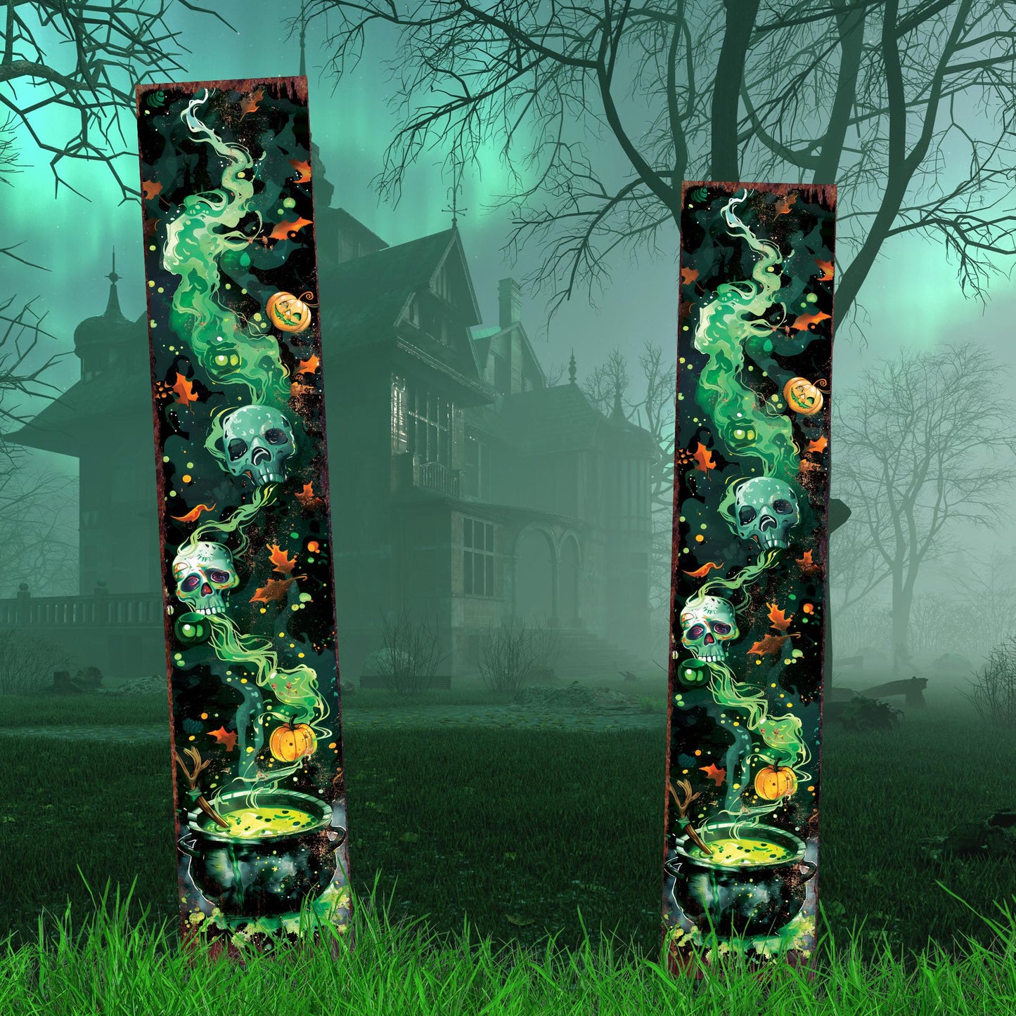 42-inch Halloween Watercolor Poison Cauldron Garden Stake | Wooden Halloween Decor | Perfect for Outdoor Decor on Patio and Lawn |