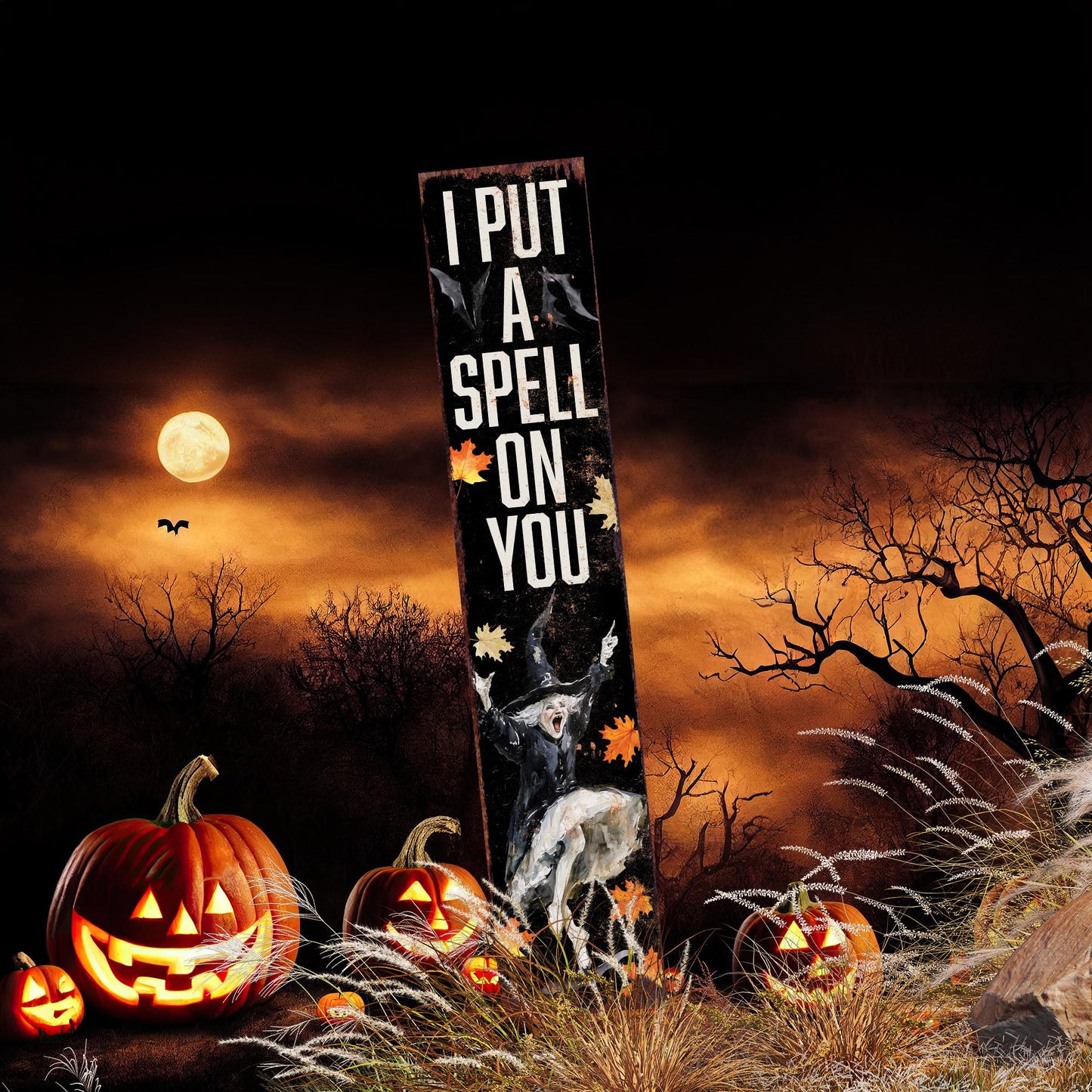42in Halloween Garden Stake | Watercolor Happy Witch | Outdoor Patio and Lawn Decoration | Halloween Decoration