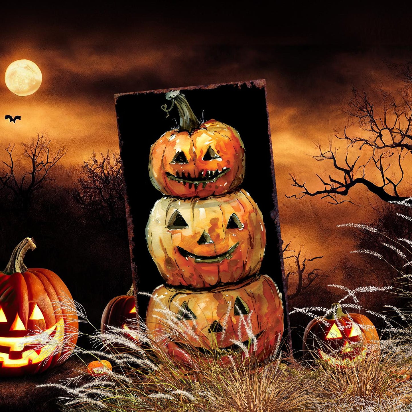 30-inch Halloween Jack O_ Lantern Garden Stake | Wooden Halloween Decor | Halloween Sign | Halloween Yard Decor | Halloween Garden Decor |