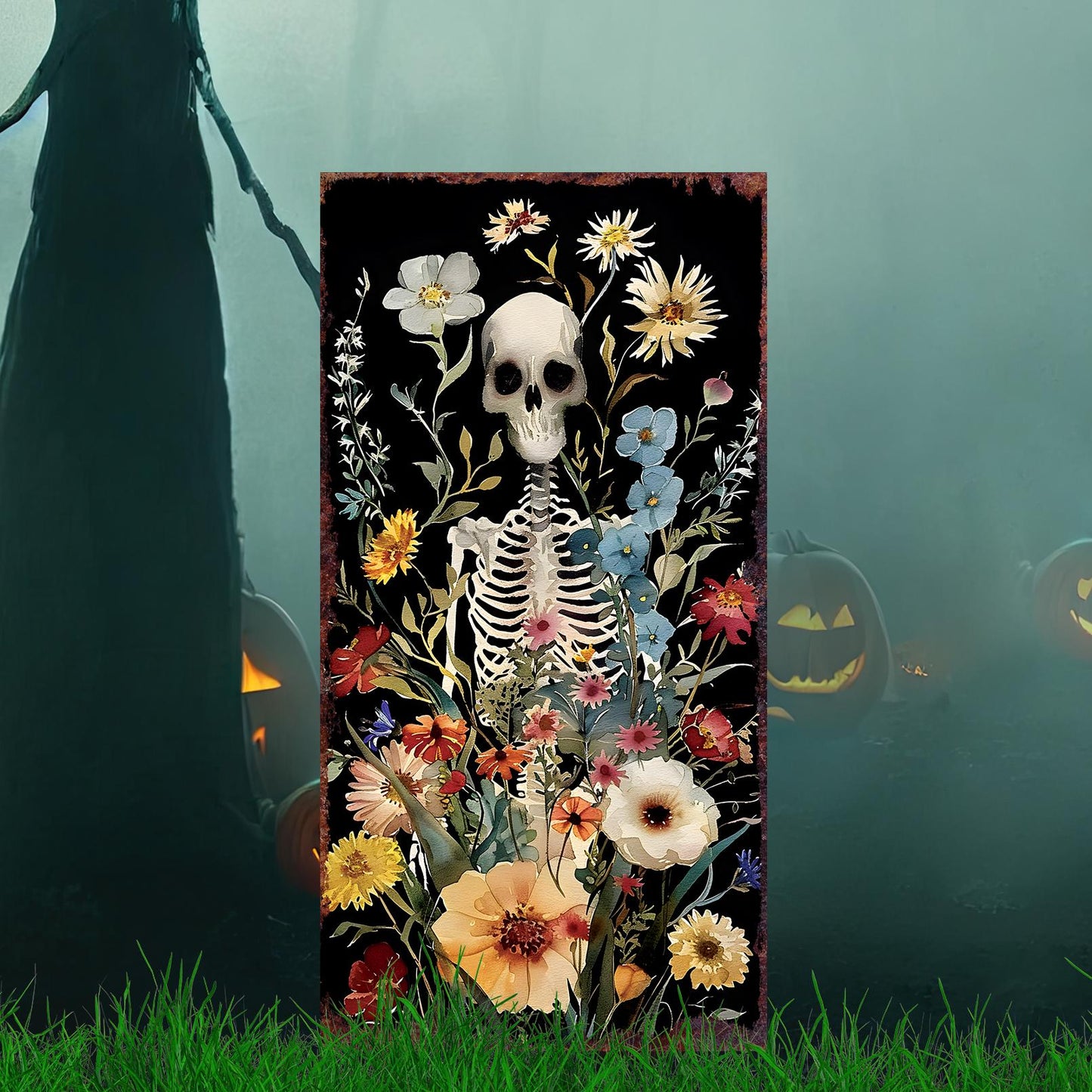 30inch Halloween Skeleton Garden Stake | Halloween Wooden Decor | Halloween Sign | Halloween Yard Decor | Halloween Decoration