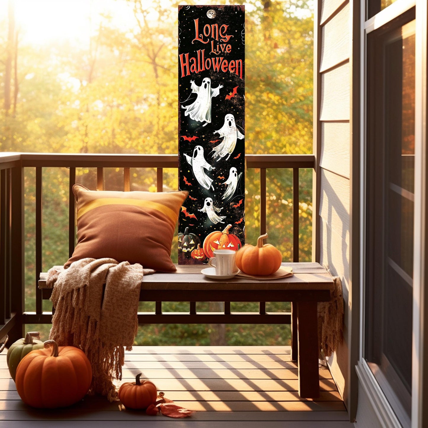 36in Long Live Halloween Porch Sign - Front Porch Halloween Welcome Sign, Vintage Halloween Wooden Decoration, Halloween Decoration
