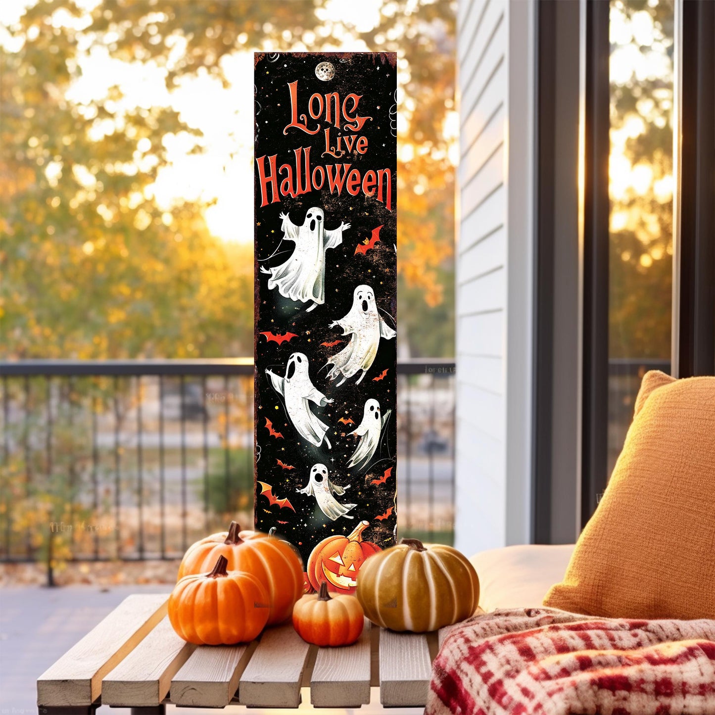 36in Long Live Halloween Porch Sign - Front Porch Halloween Welcome Sign, Vintage Halloween Wooden Decoration, Halloween Decoration