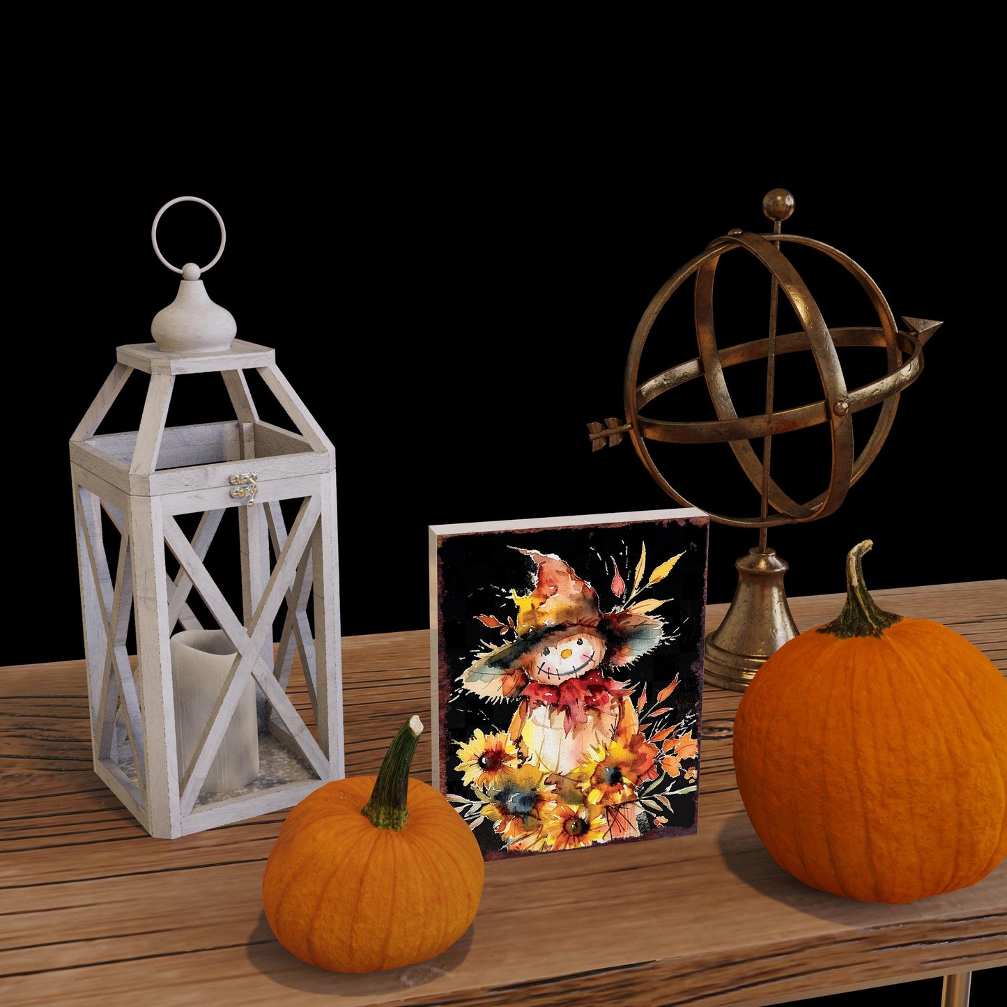 15in Fall Scarecrow Table Decor | Autumn Tabletop Sign | Farmhouse Harvest Holiday Wooden Indoor Decor