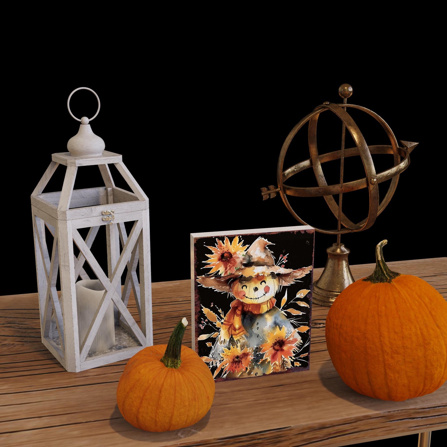 15in Fall Scarecrow Table Decor | Autumn Tabletop Sign | Farmhouse Harvest Wooden Indoor Holiday Decor